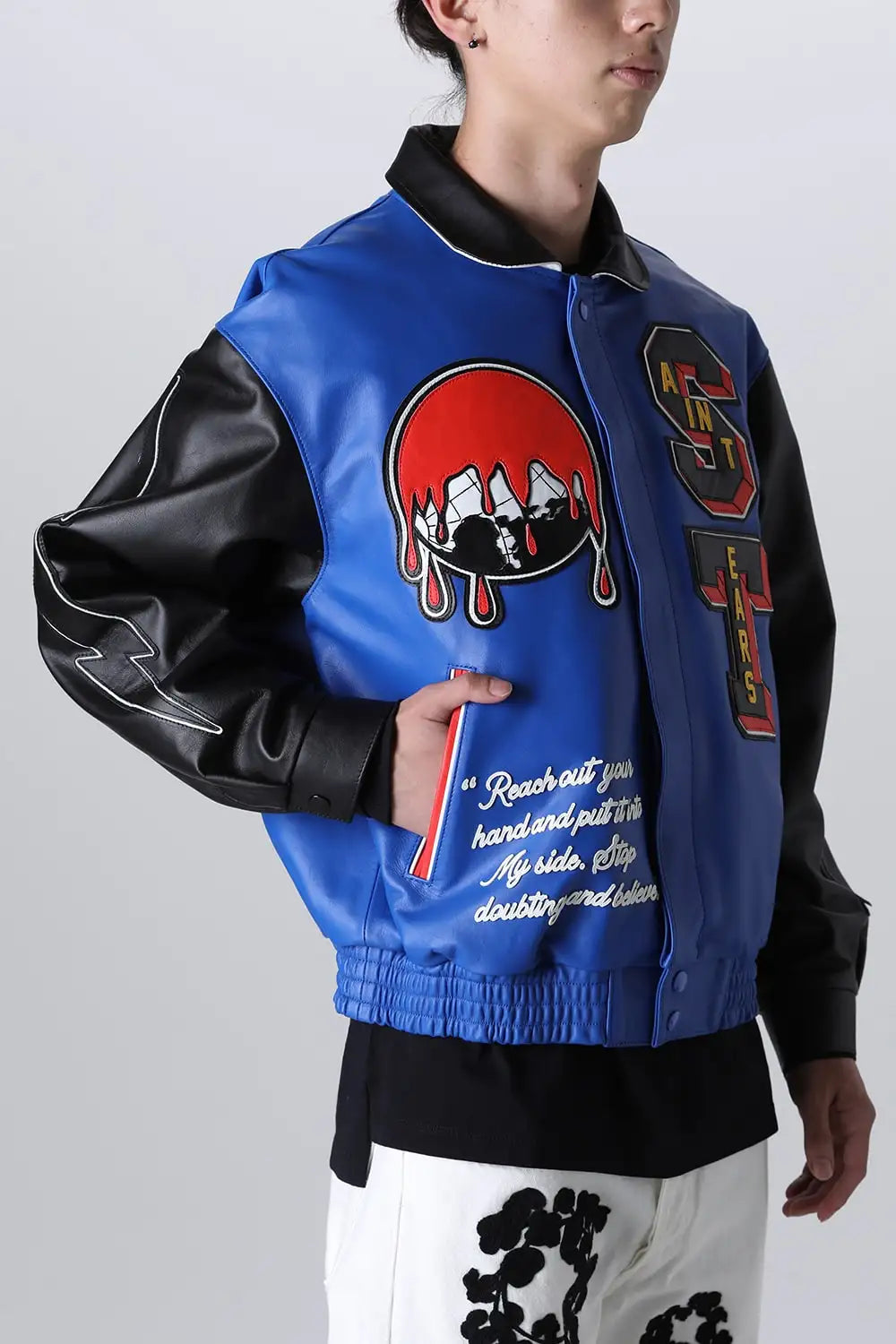 DENIM TEARS × SAINT Mxxxxxx HOLY GRAIL Varsity Jacket