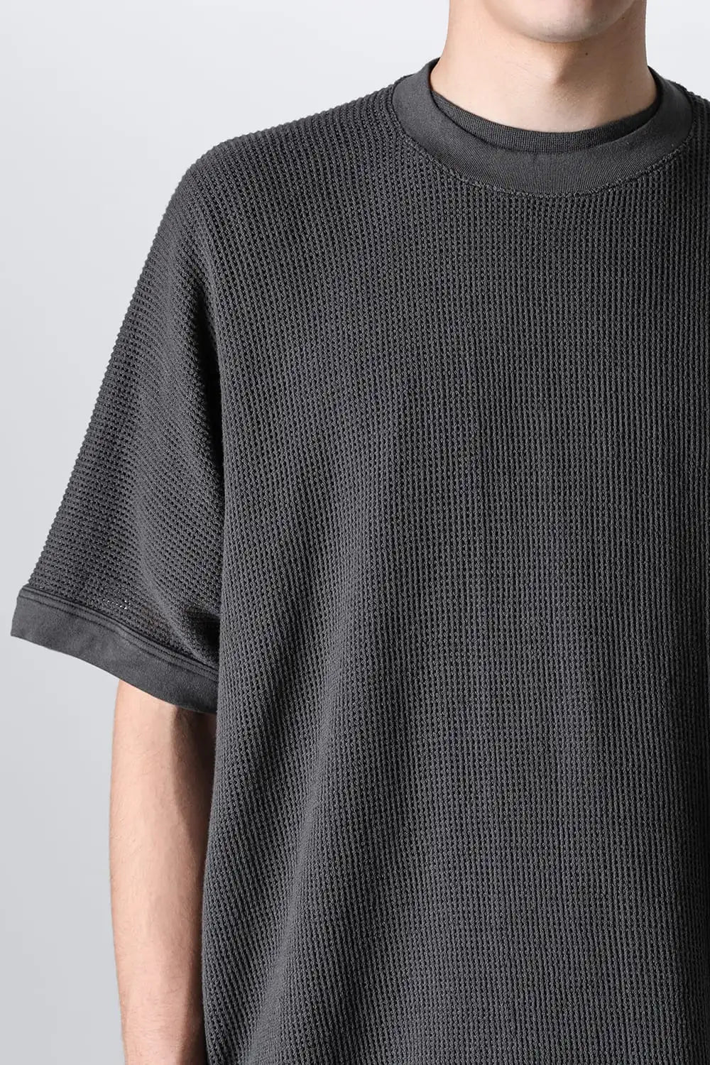 BACIC MESH TEE Cotton Mesh BLACK