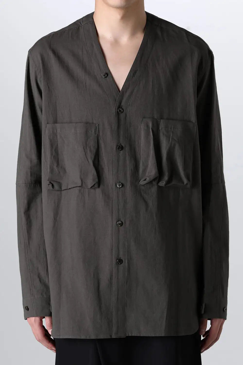 Cotton/Linen V Shirt  Olive Drab