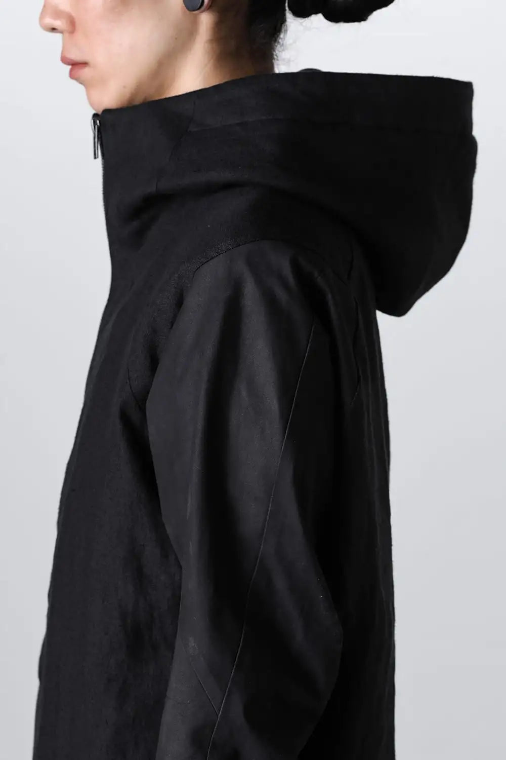 Hooded jacket soft nubuck cow leather