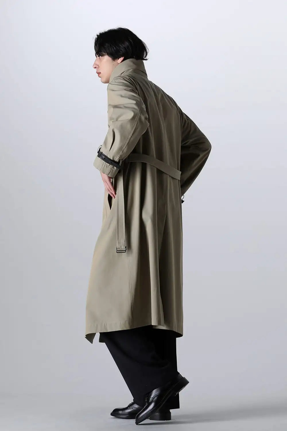 Stand Collar Coat With Leather Strap