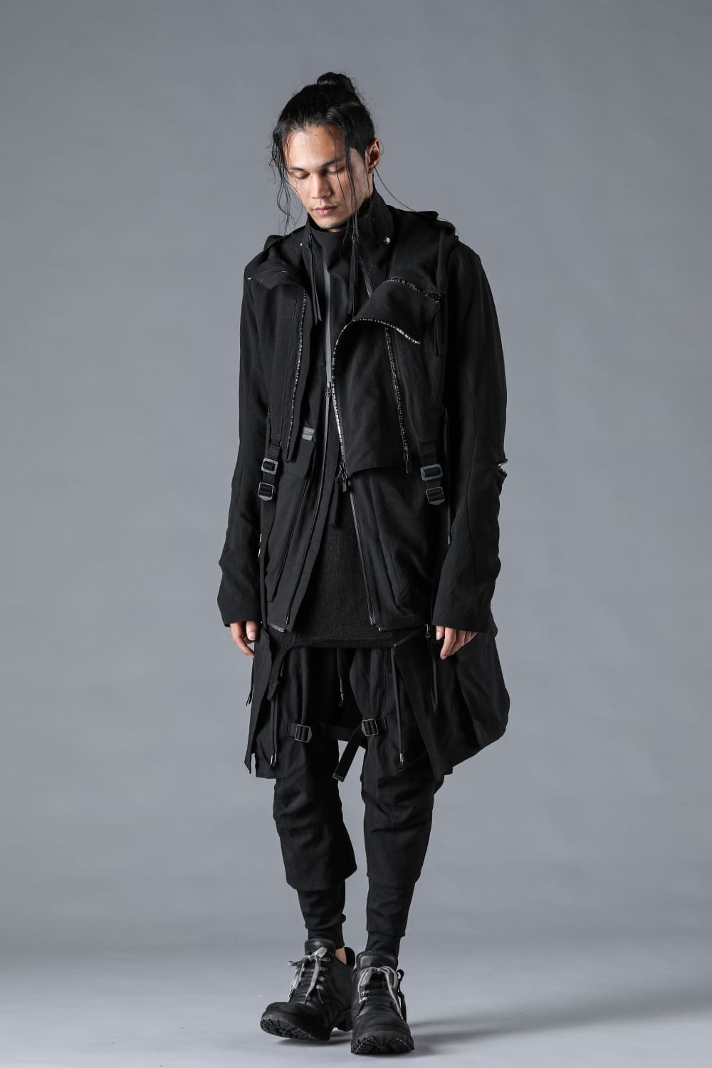 Salt-Shrunk Washed Dobby Border Military Coat