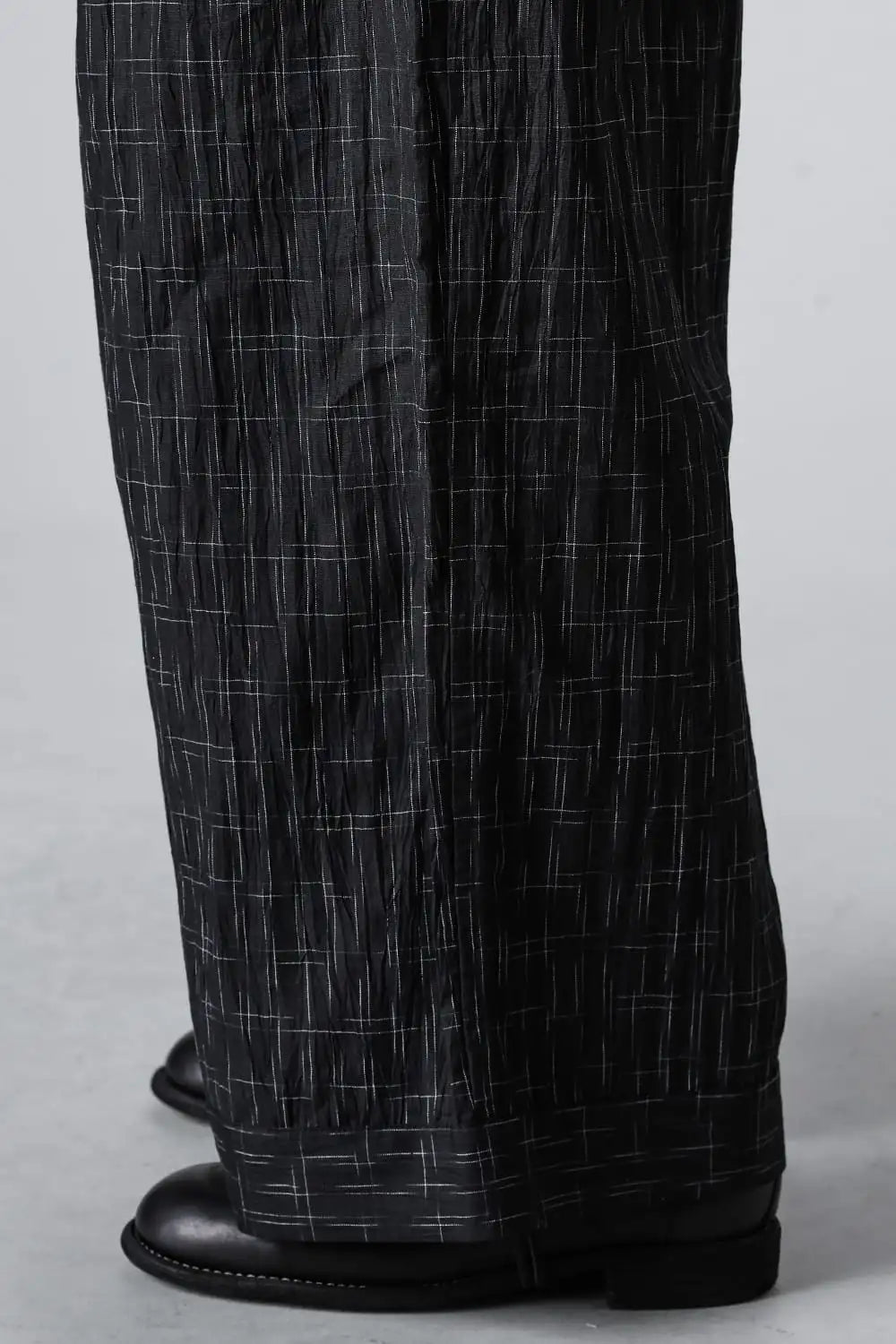 WIDE PANTS Fine Kasuri Shirting BLACK