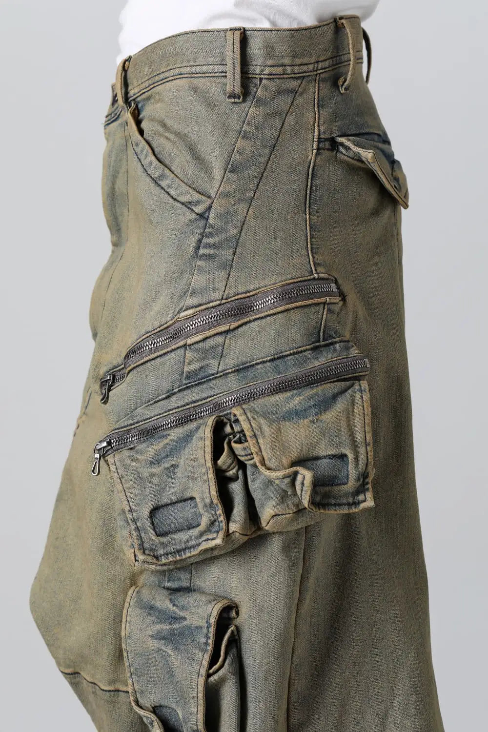 10.5oz Stretch Denim Cargo Short Pants Indigo