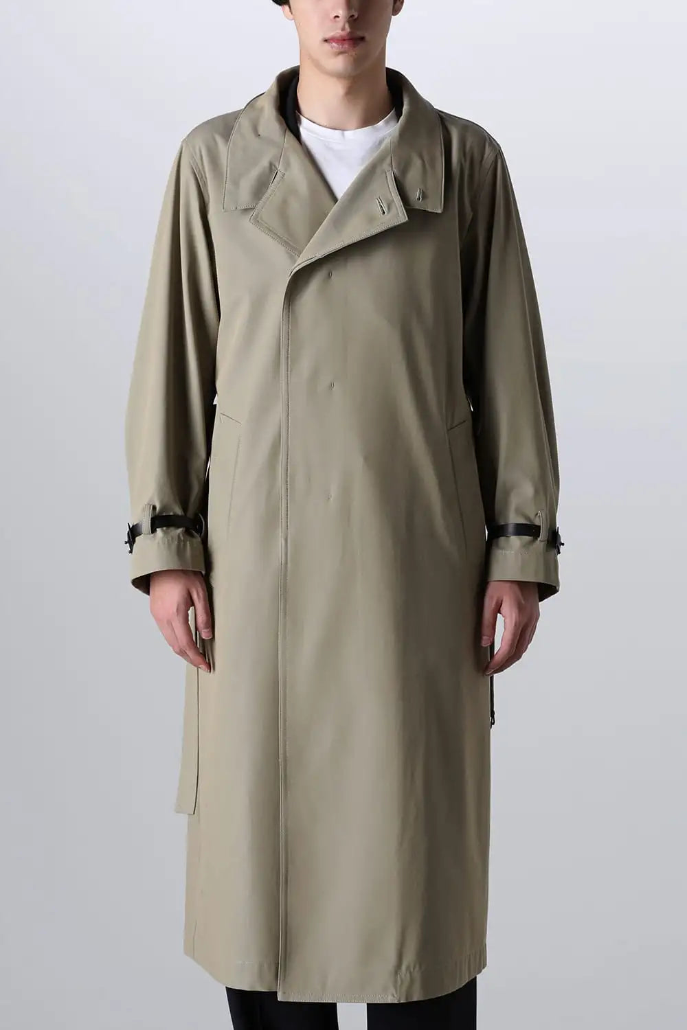 Stand Collar Coat With Leather Strap