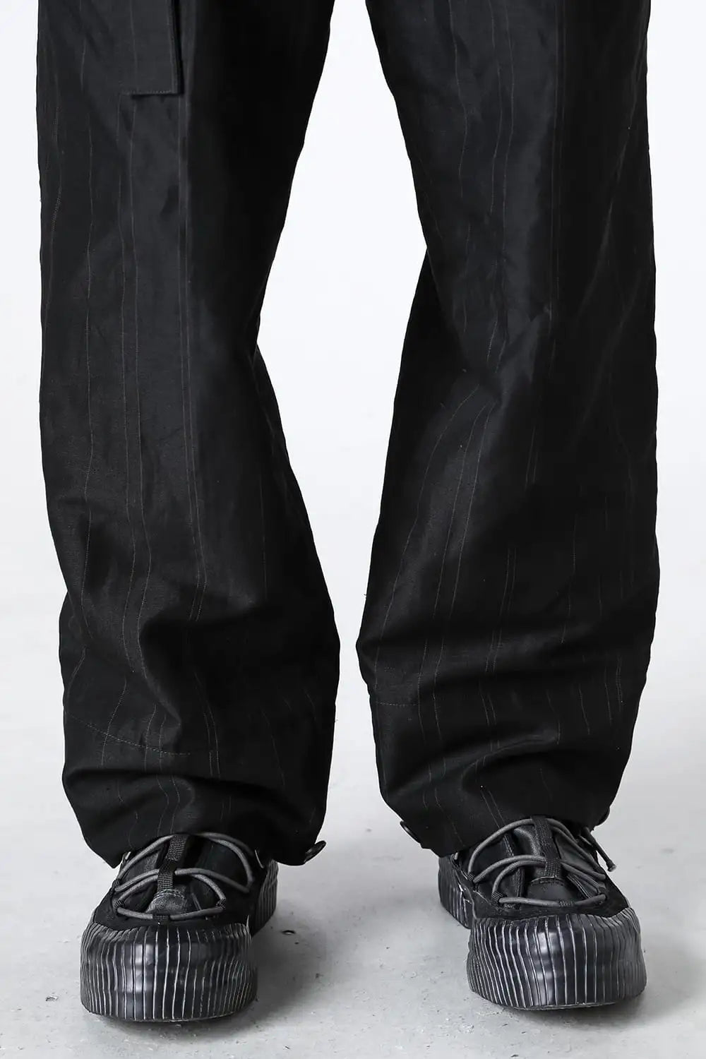 Cuffs baggy pant cotton / linen stripe