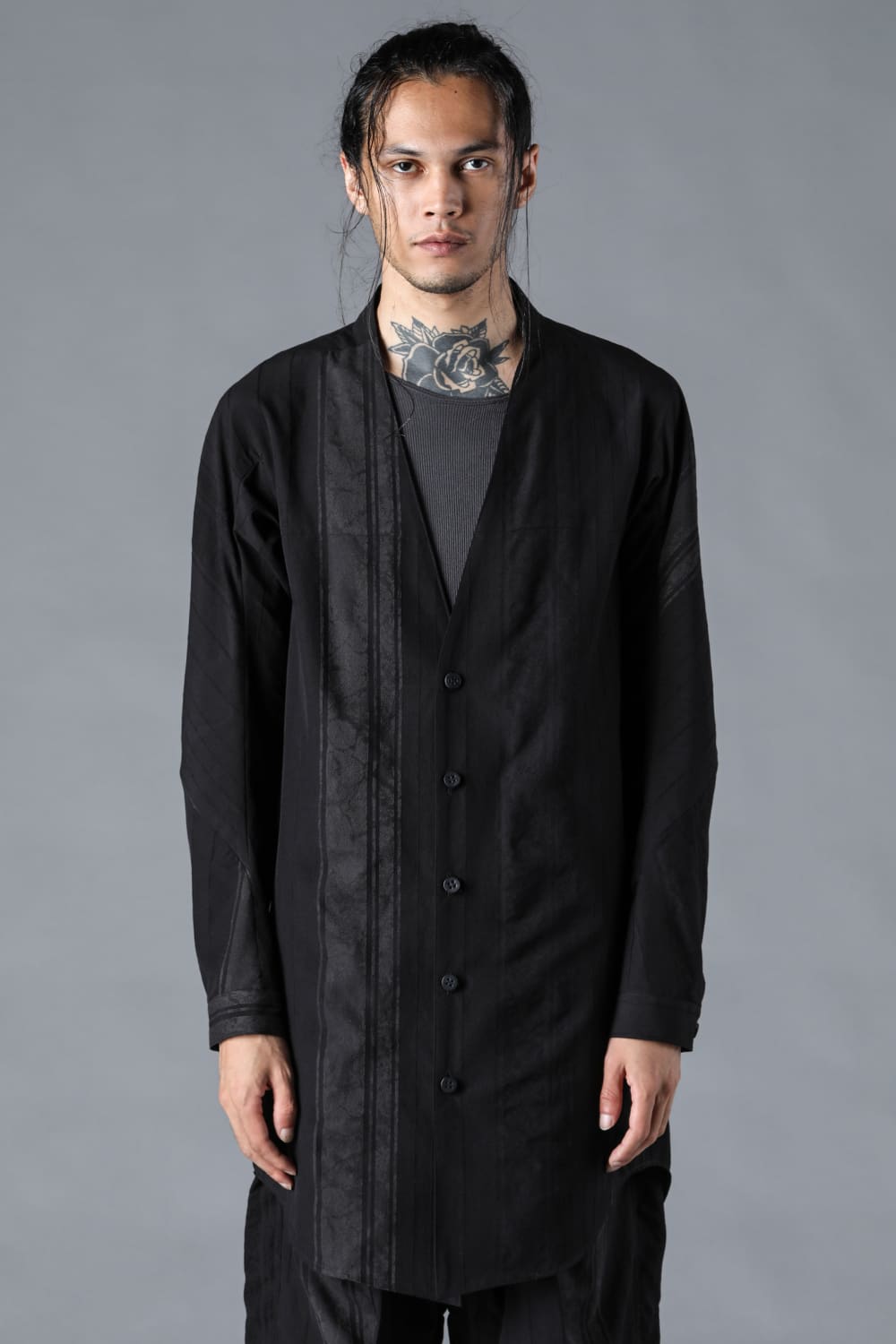 Cracked Random Stripe Jacquard Long Shirt