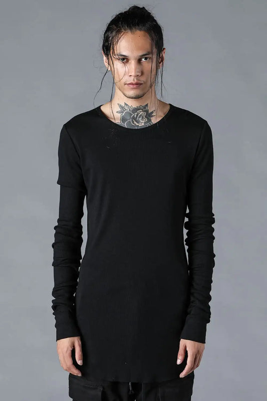Modal x Cotton Rib Long Sleeve T-Shirt Black