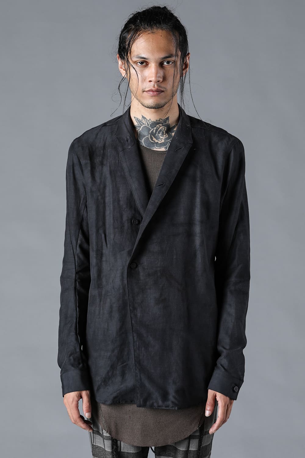 Uneven Dyed Linen x Rayon Tailored Shirt JKT