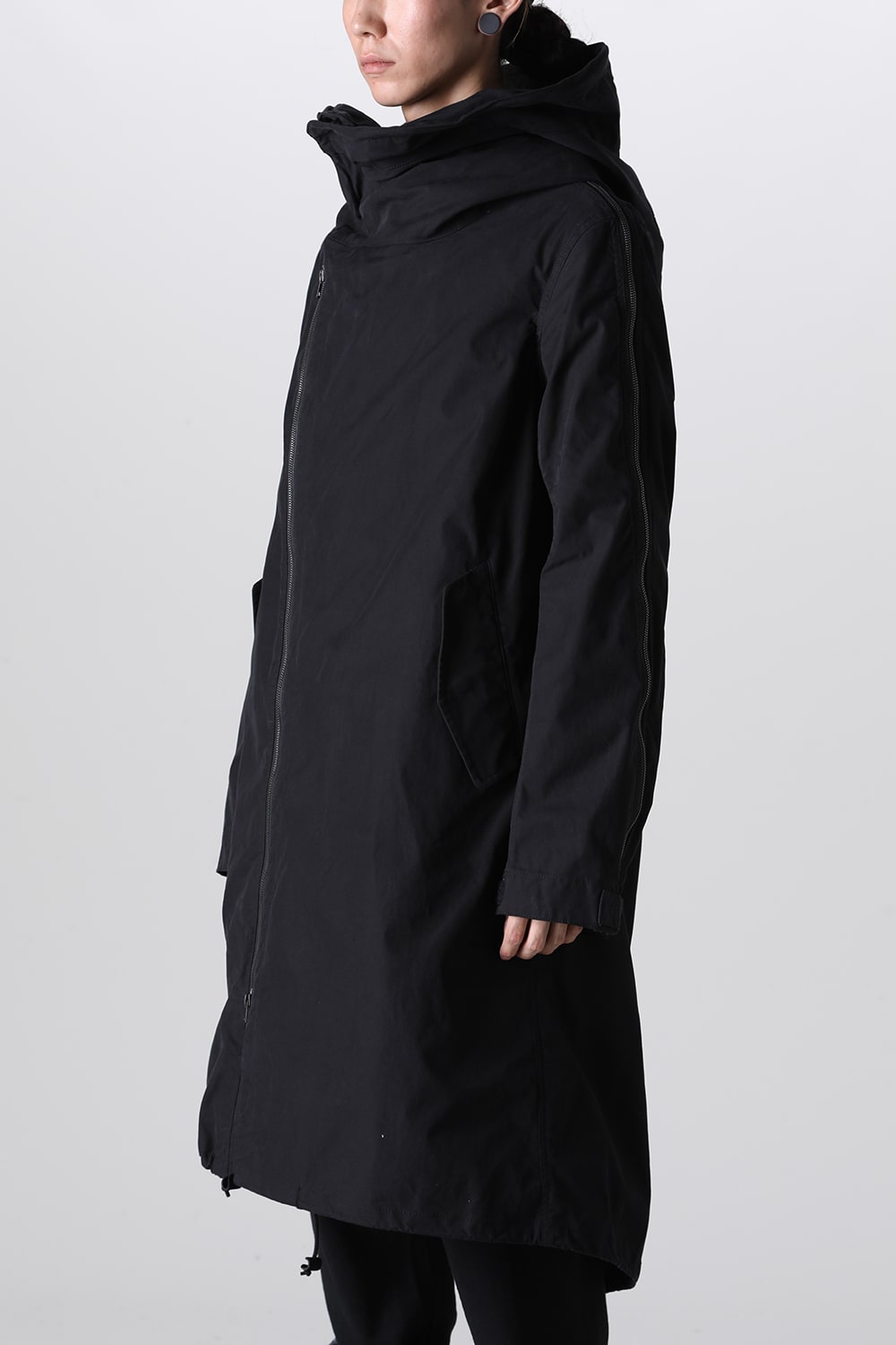 Multi Zip Military Hoodie Coat - Without Patches Black