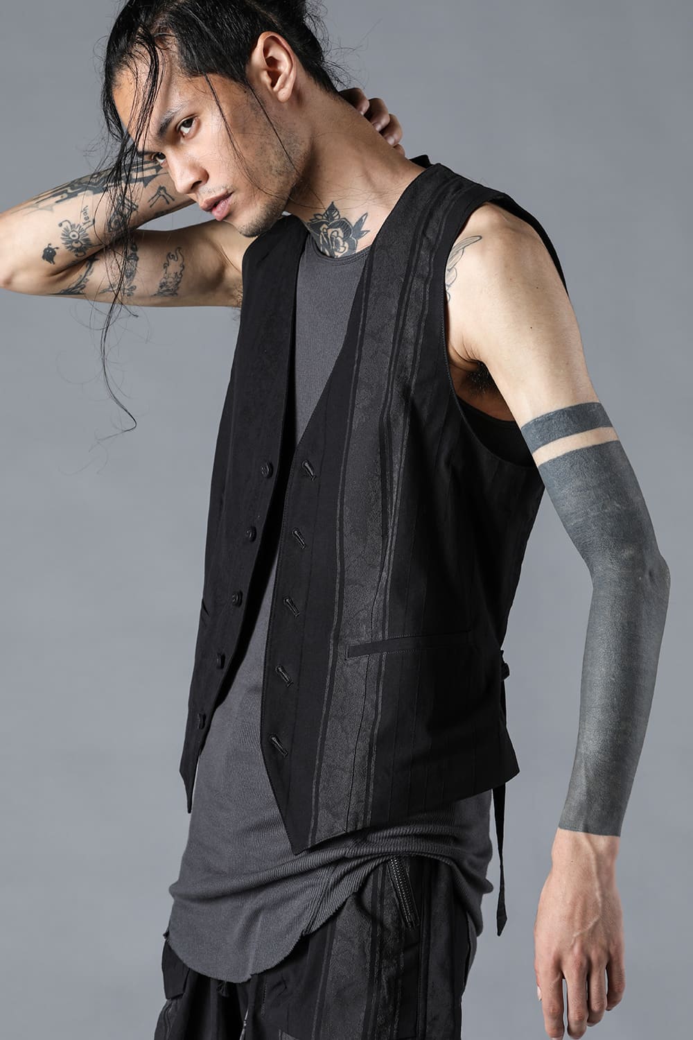 Crack Random Stripe Jacquard Vest