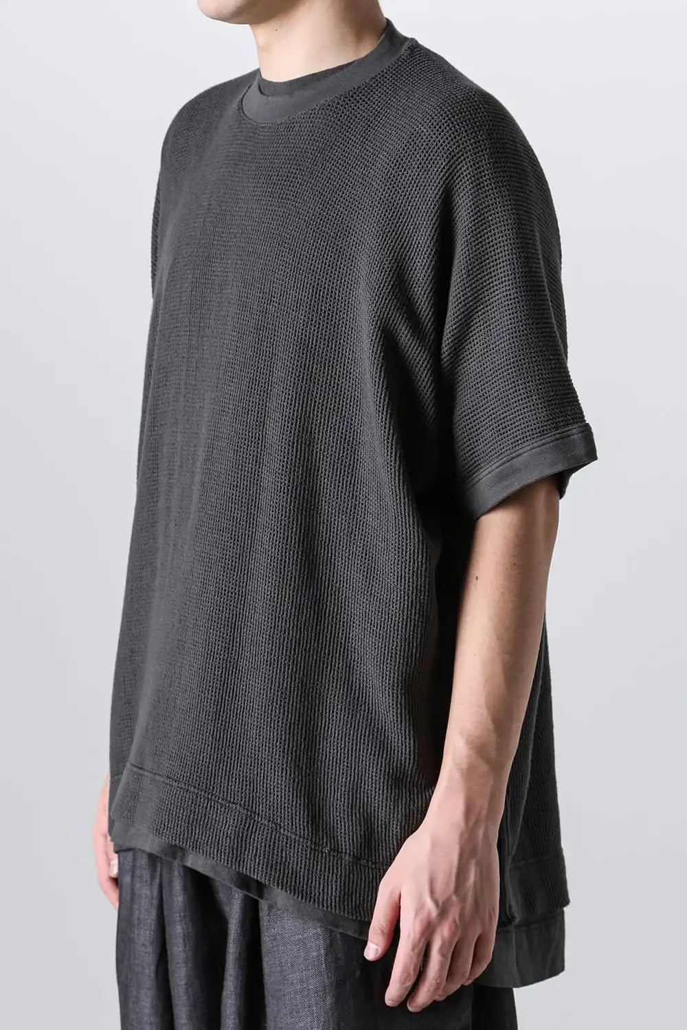 BACIC MESH TEE Cotton Mesh BLACK