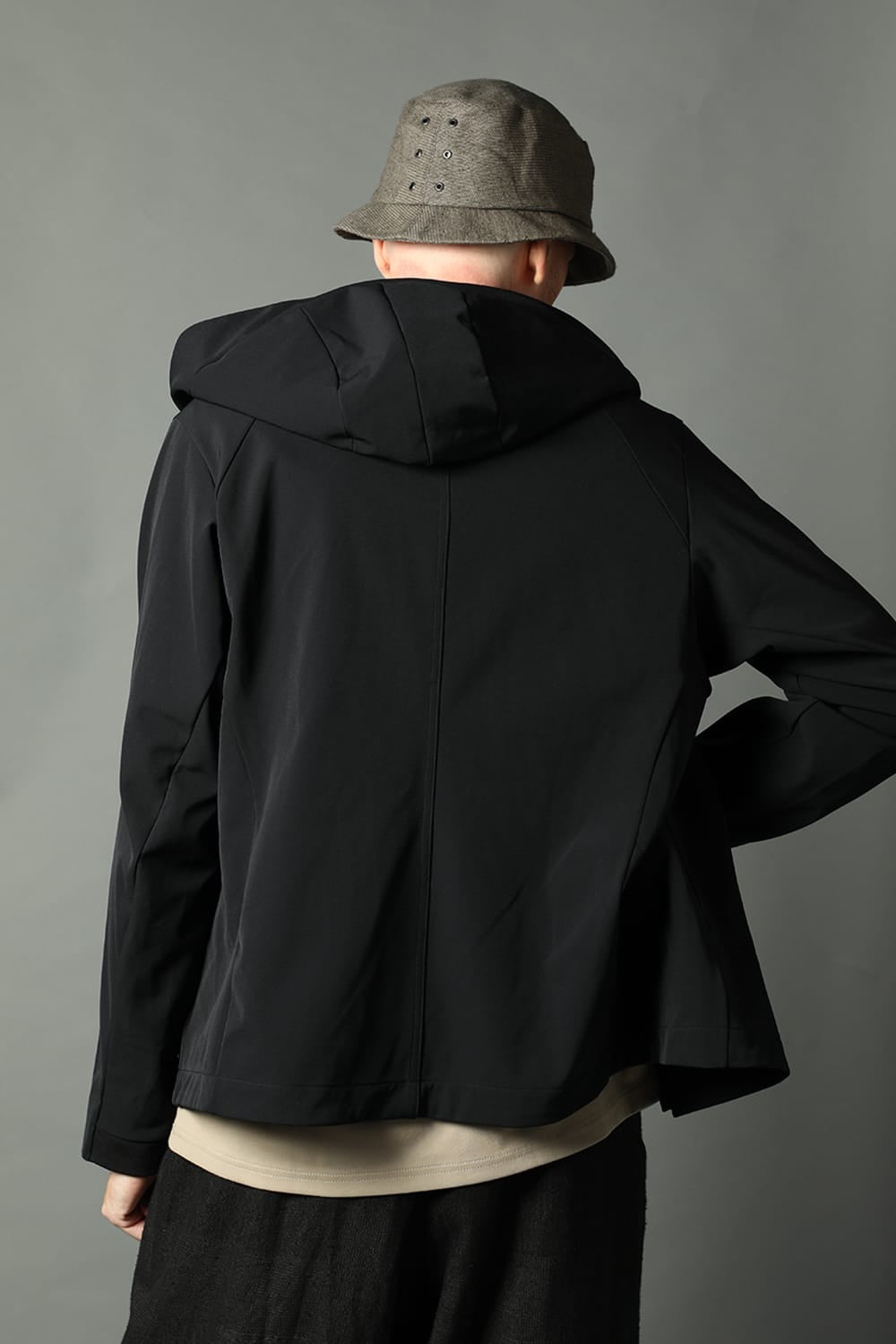 Hooded jacket merino wool jersey bonding