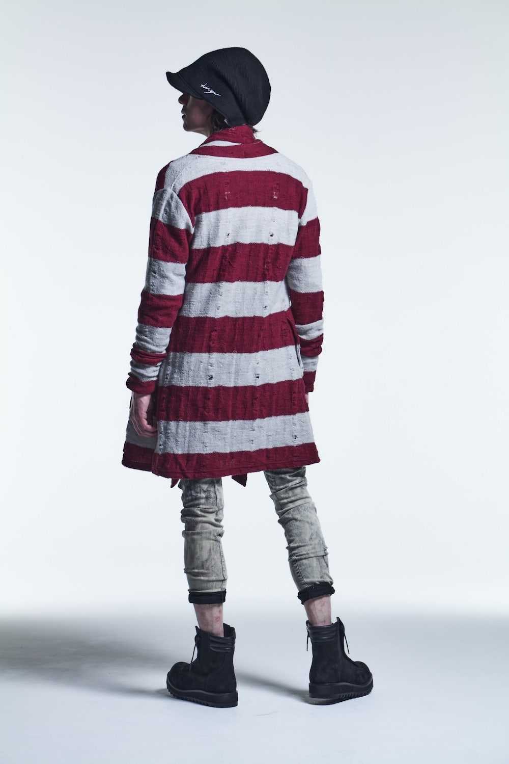 Shawl Cardigan Red/White