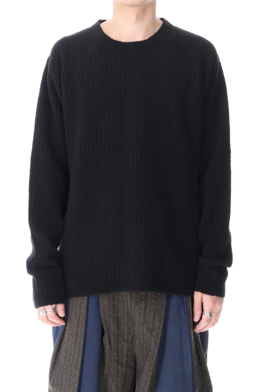 ロング スリーブ ニット トップ ブラック