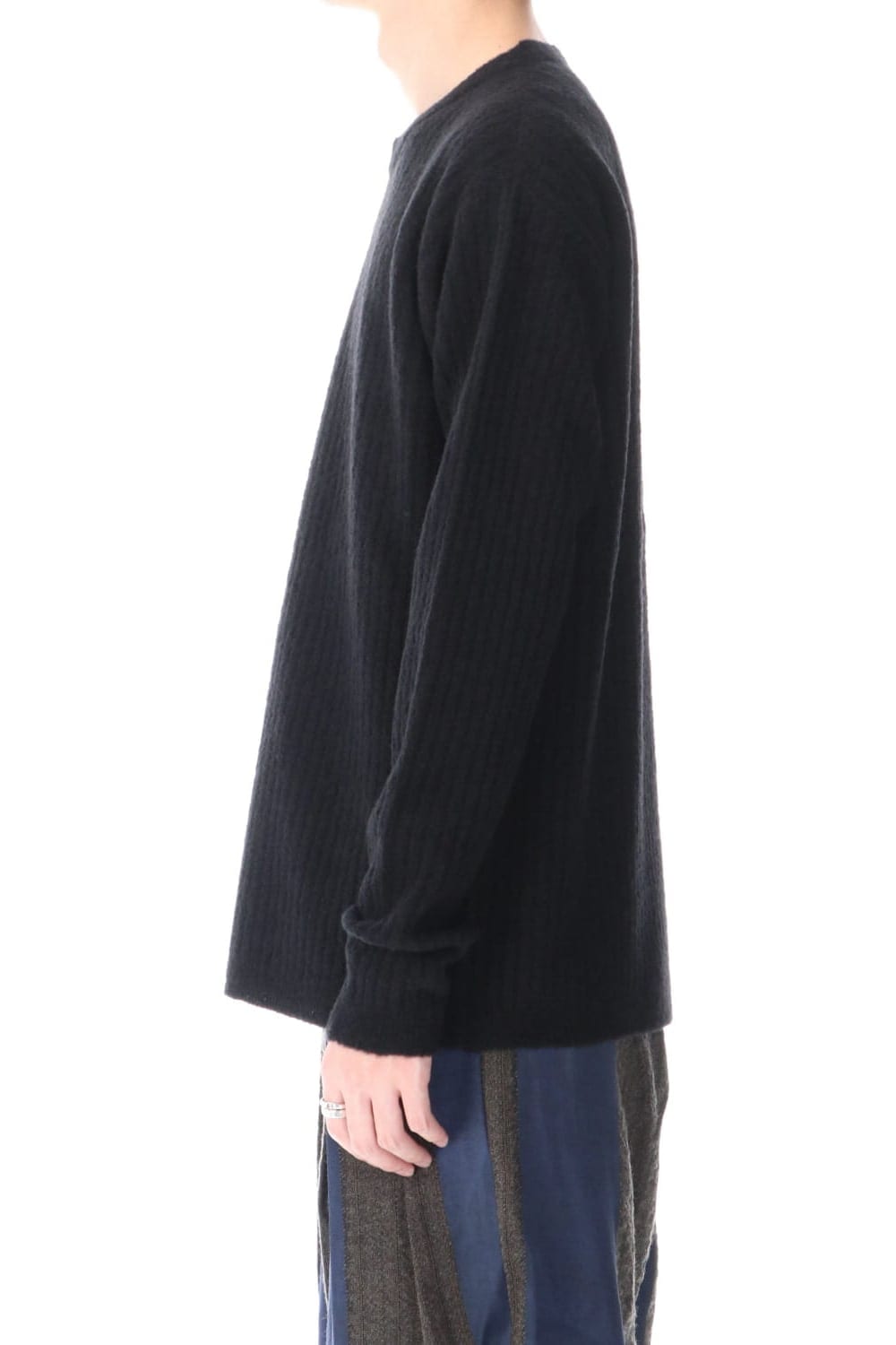 ロング スリーブ ニット トップ ブラック