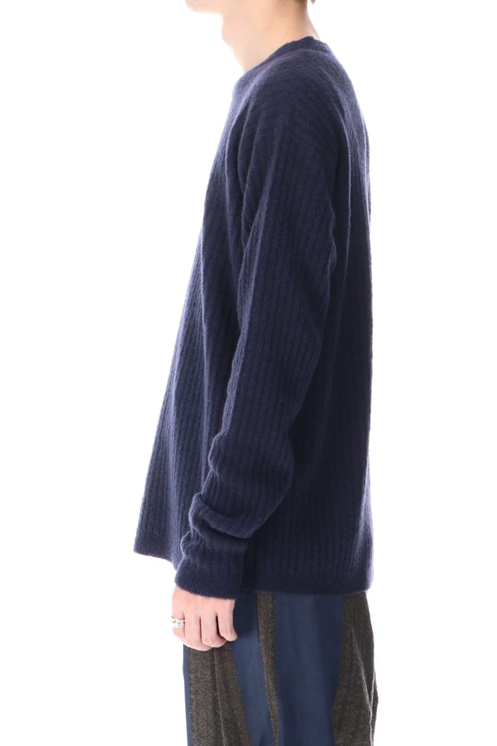 ロング スリーブ ニット トップ ブルー