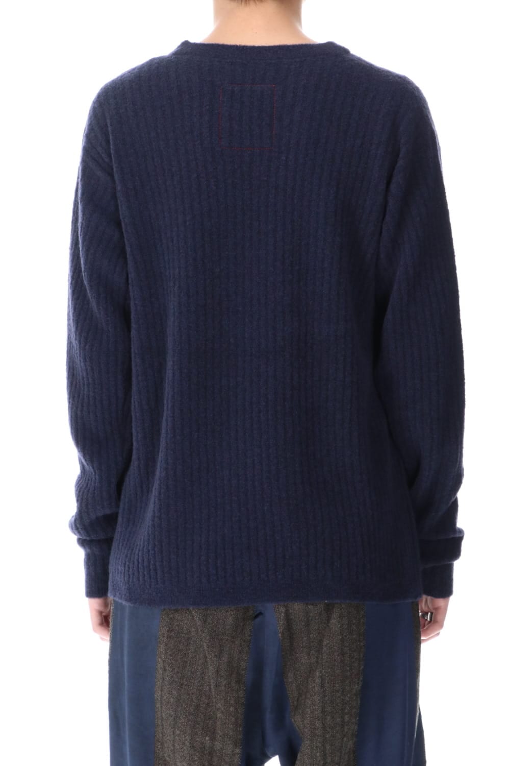 ロング スリーブ ニット トップ ブルー