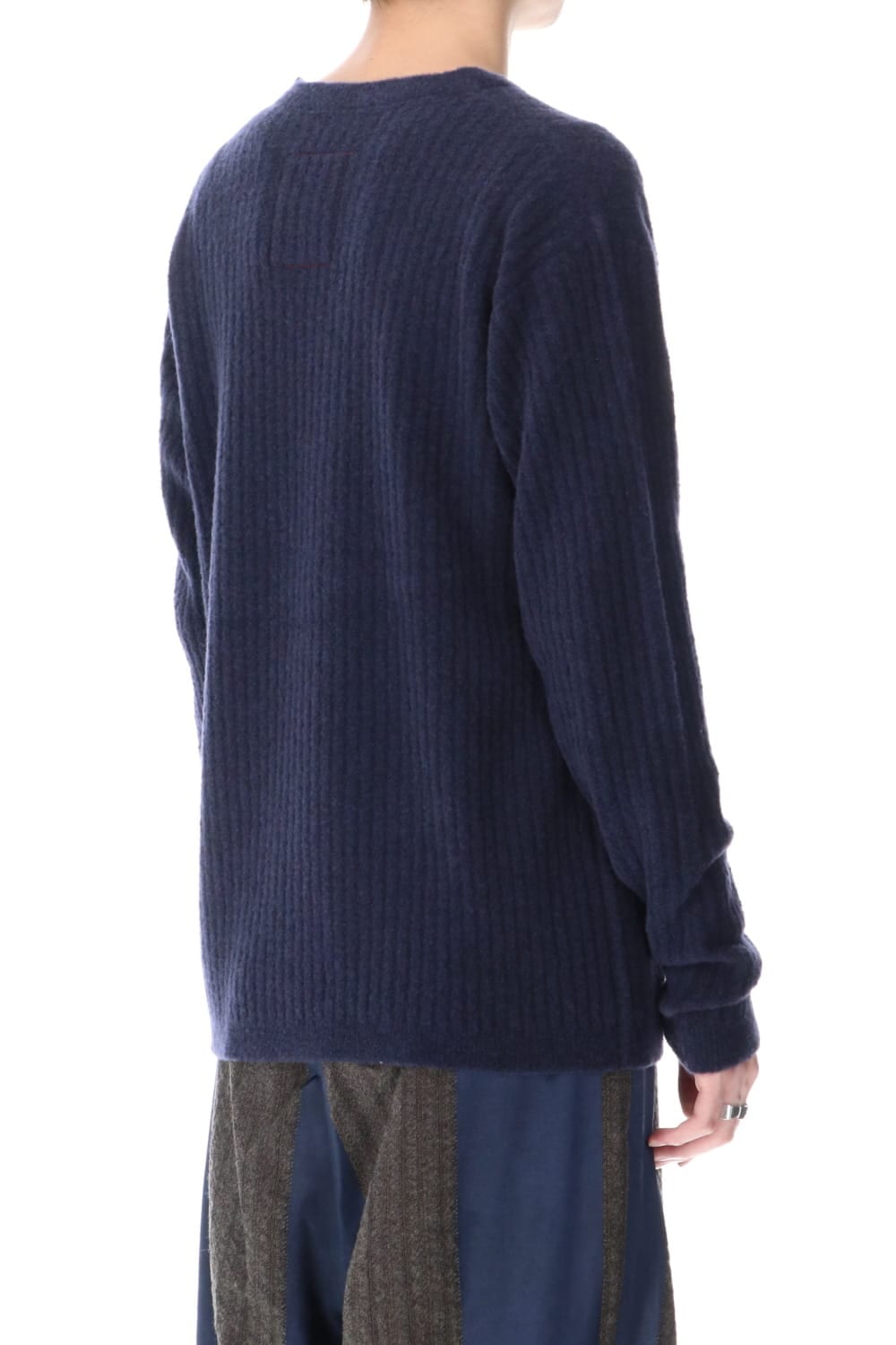 ロング スリーブ ニット トップ ブルー