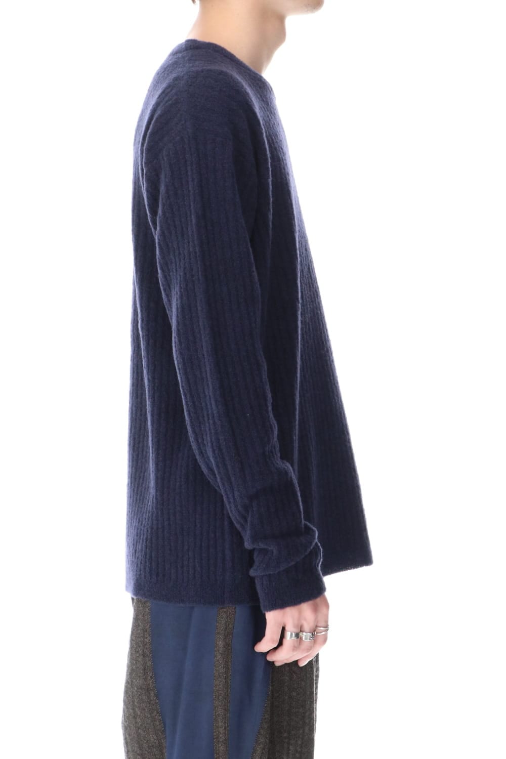 ロング スリーブ ニット トップ ブルー