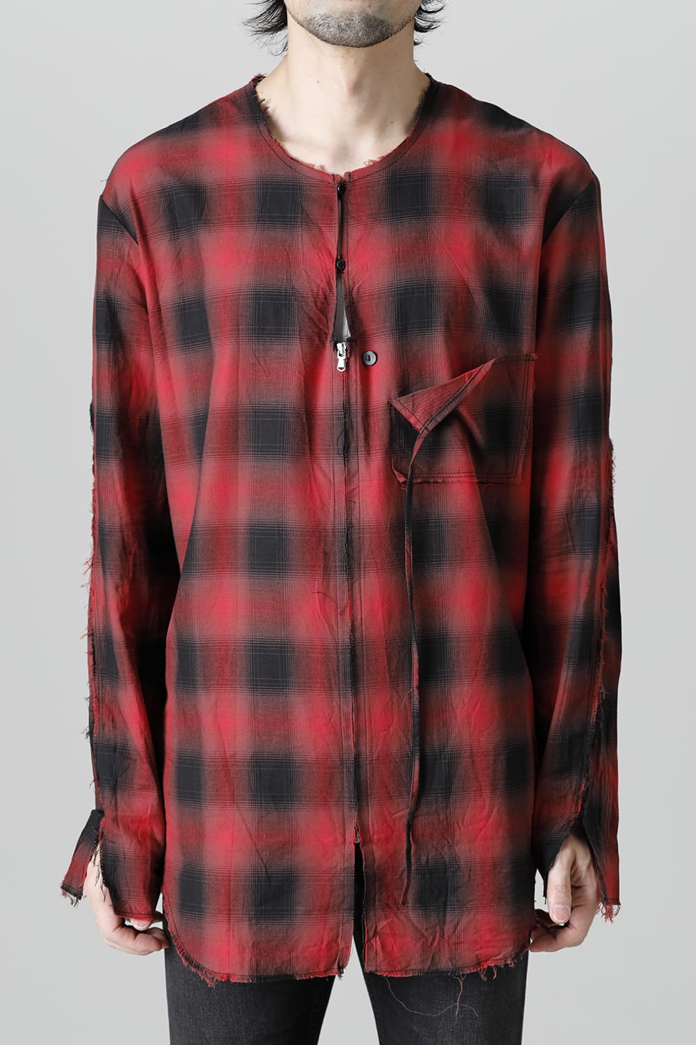 フロントジッパー チュニック レッド/ブラック