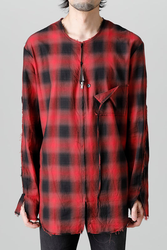 フロントジッパー チュニック レッド/ブラック