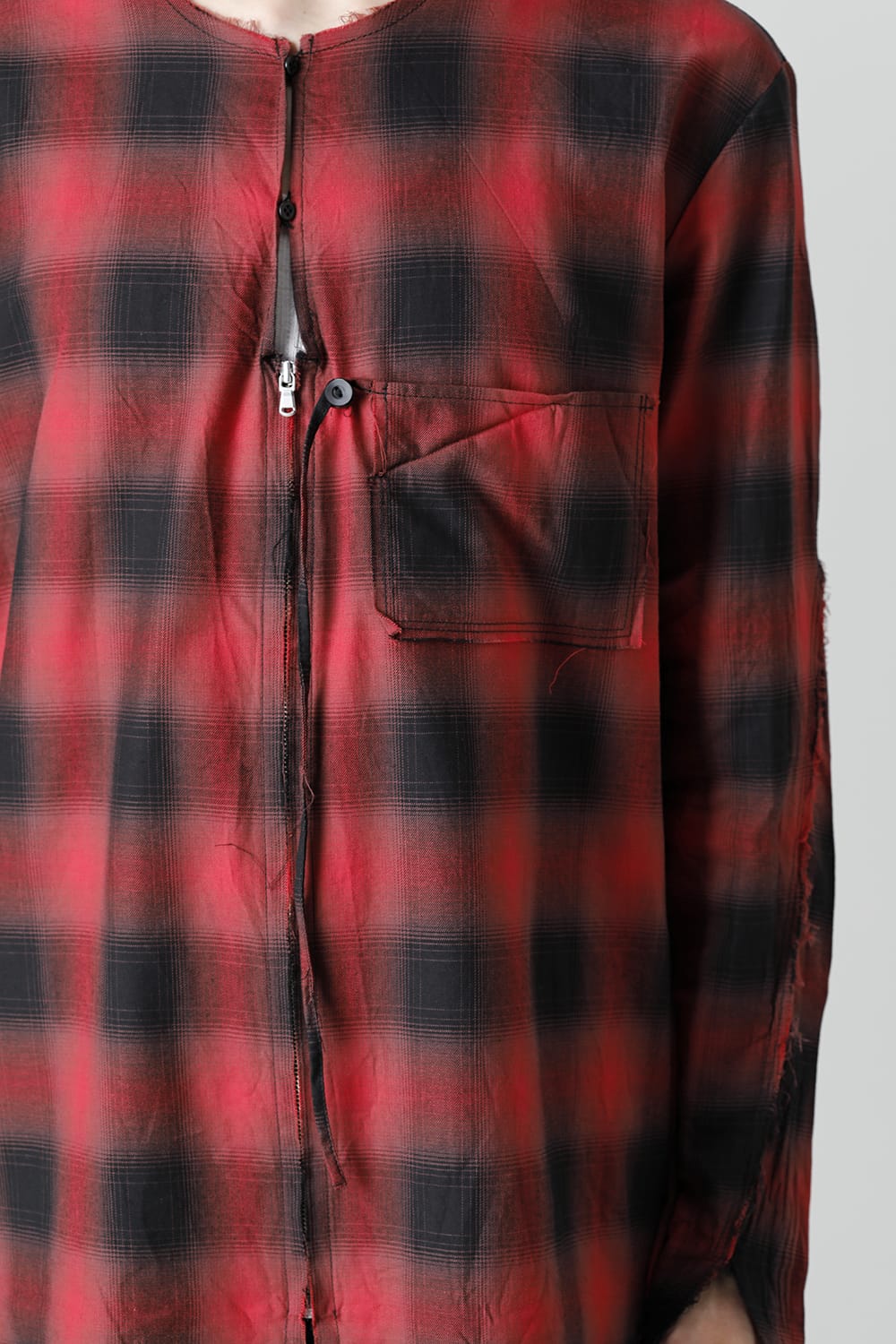 フロントジッパー チュニック レッド/ブラック