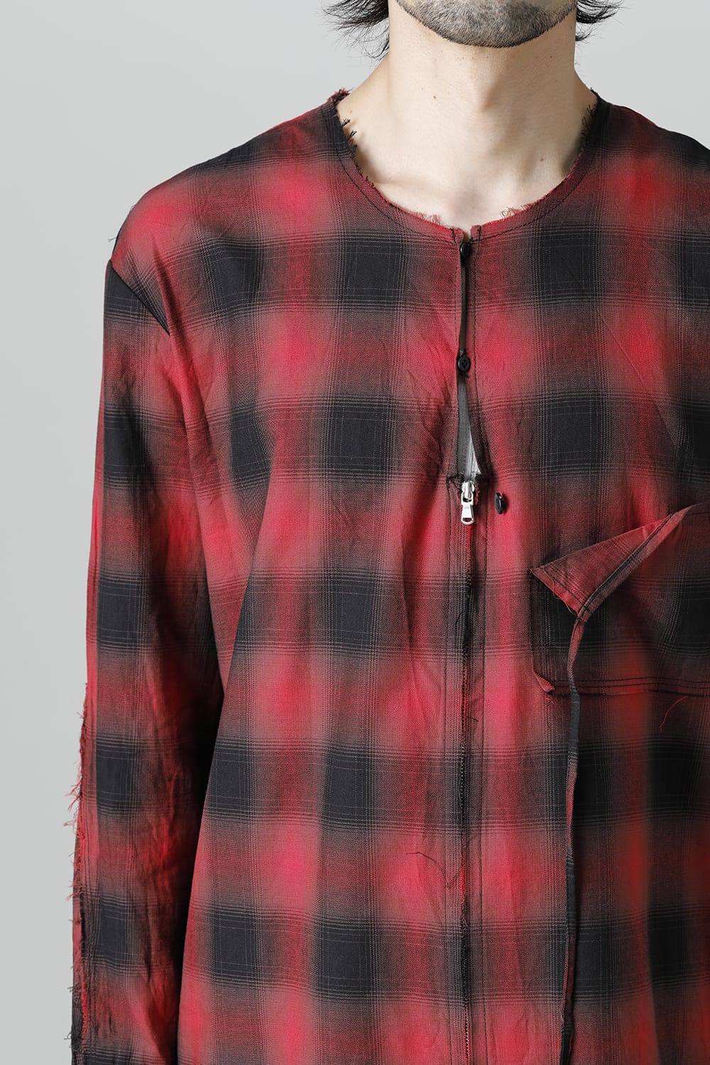 フロントジッパー チュニック レッド/ブラック