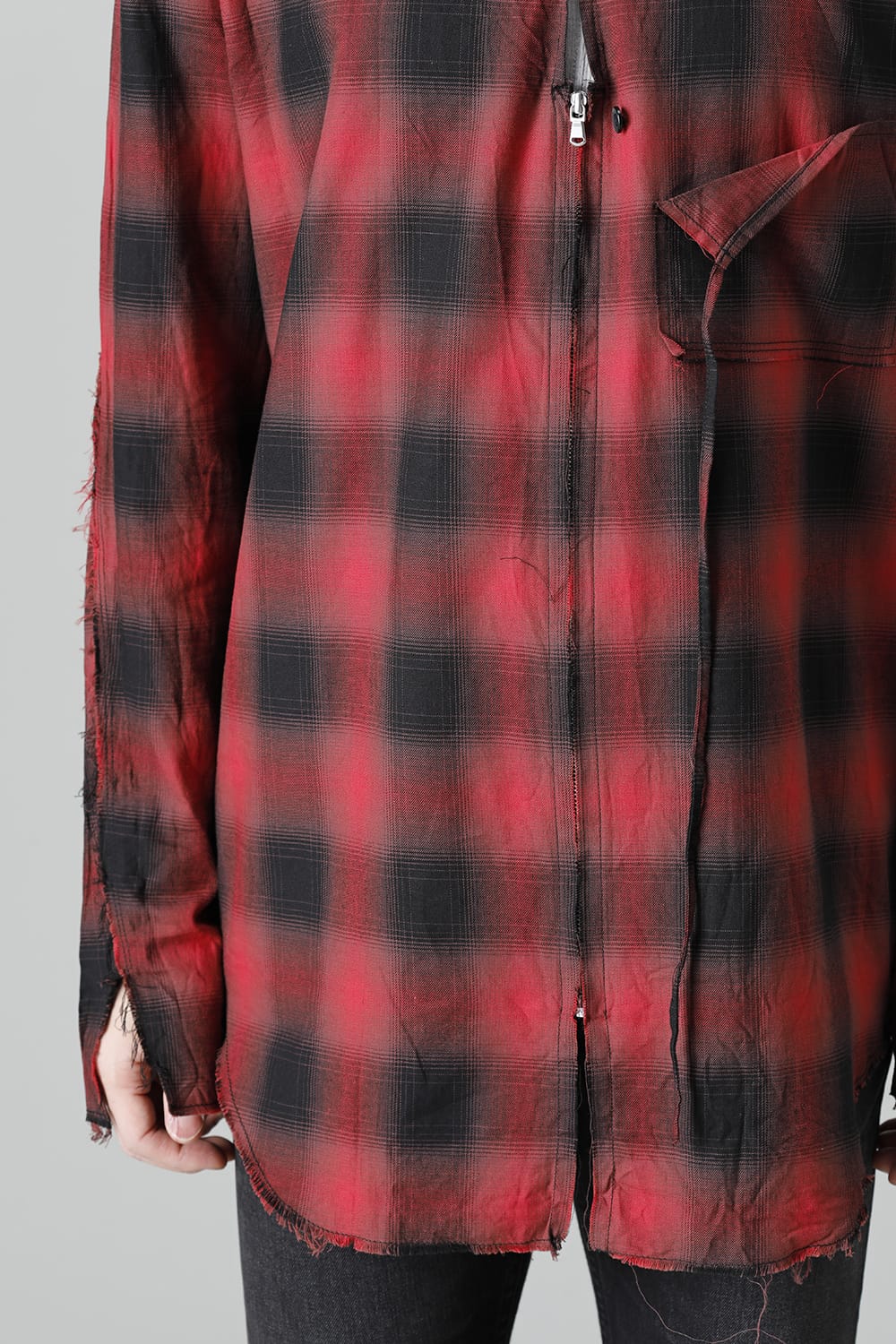 フロントジッパー チュニック レッド/ブラック