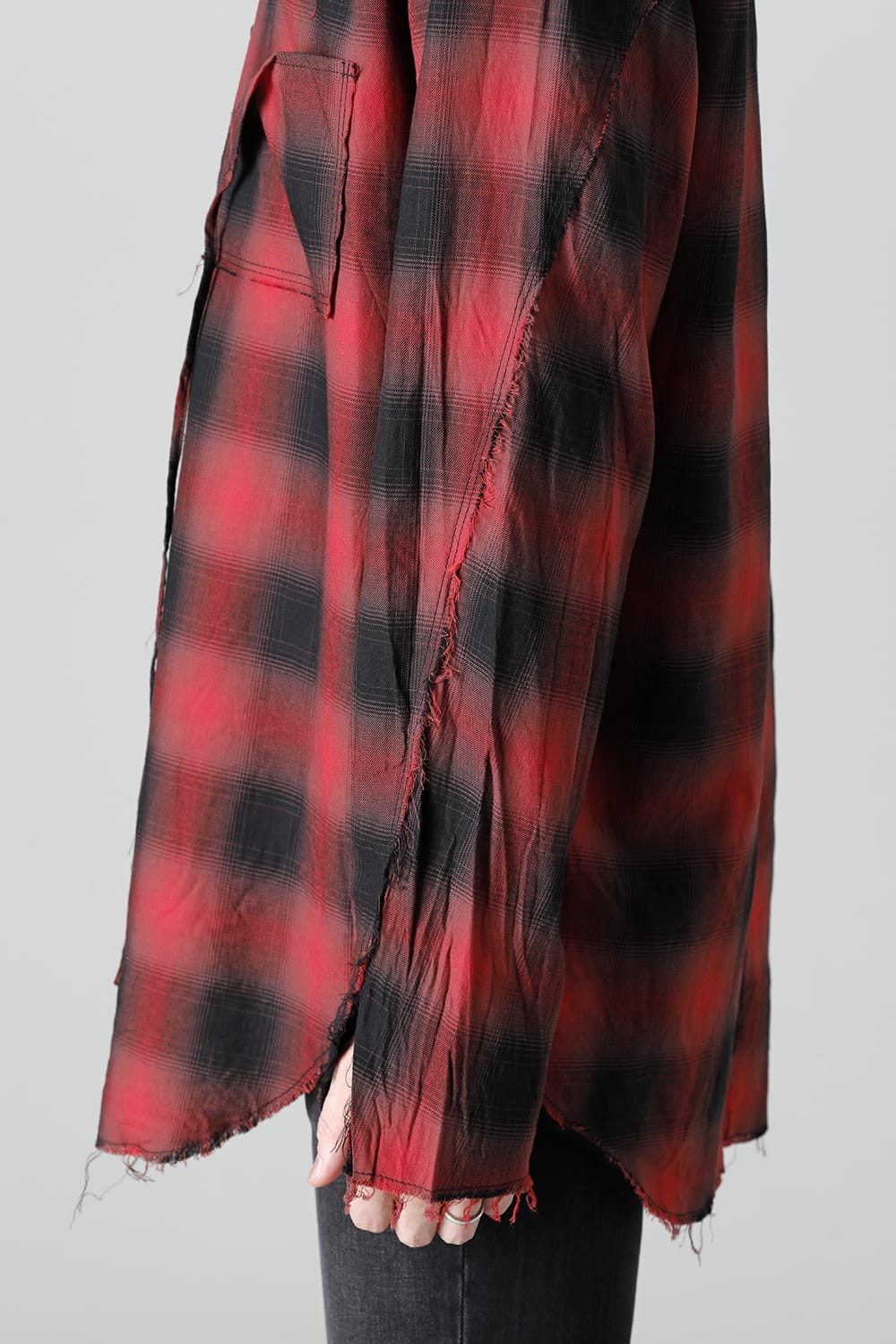 フロントジッパー チュニック レッド/ブラック