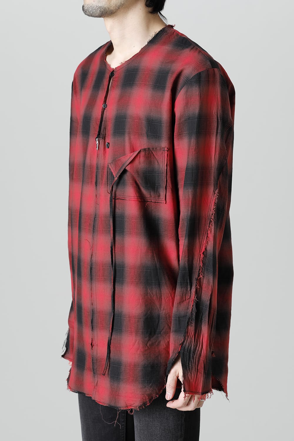 フロントジッパー チュニック レッド/ブラック