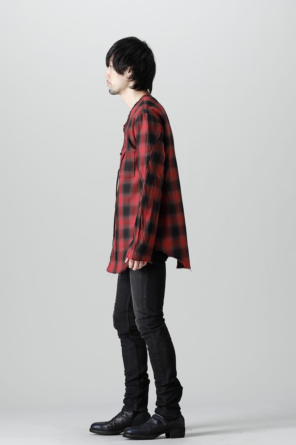 フロントジッパー チュニック レッド/ブラック