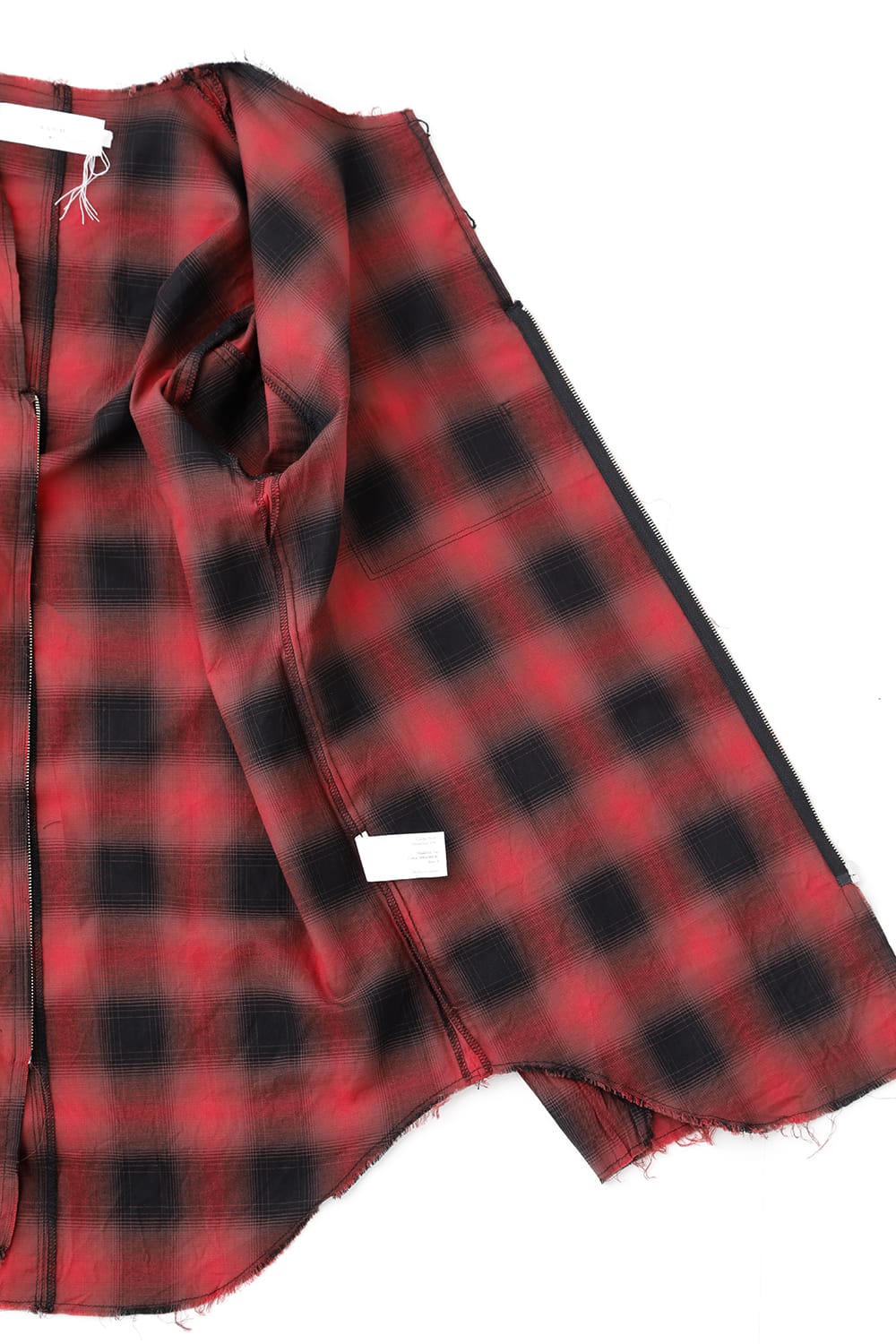 フロントジッパー チュニック レッド/ブラック