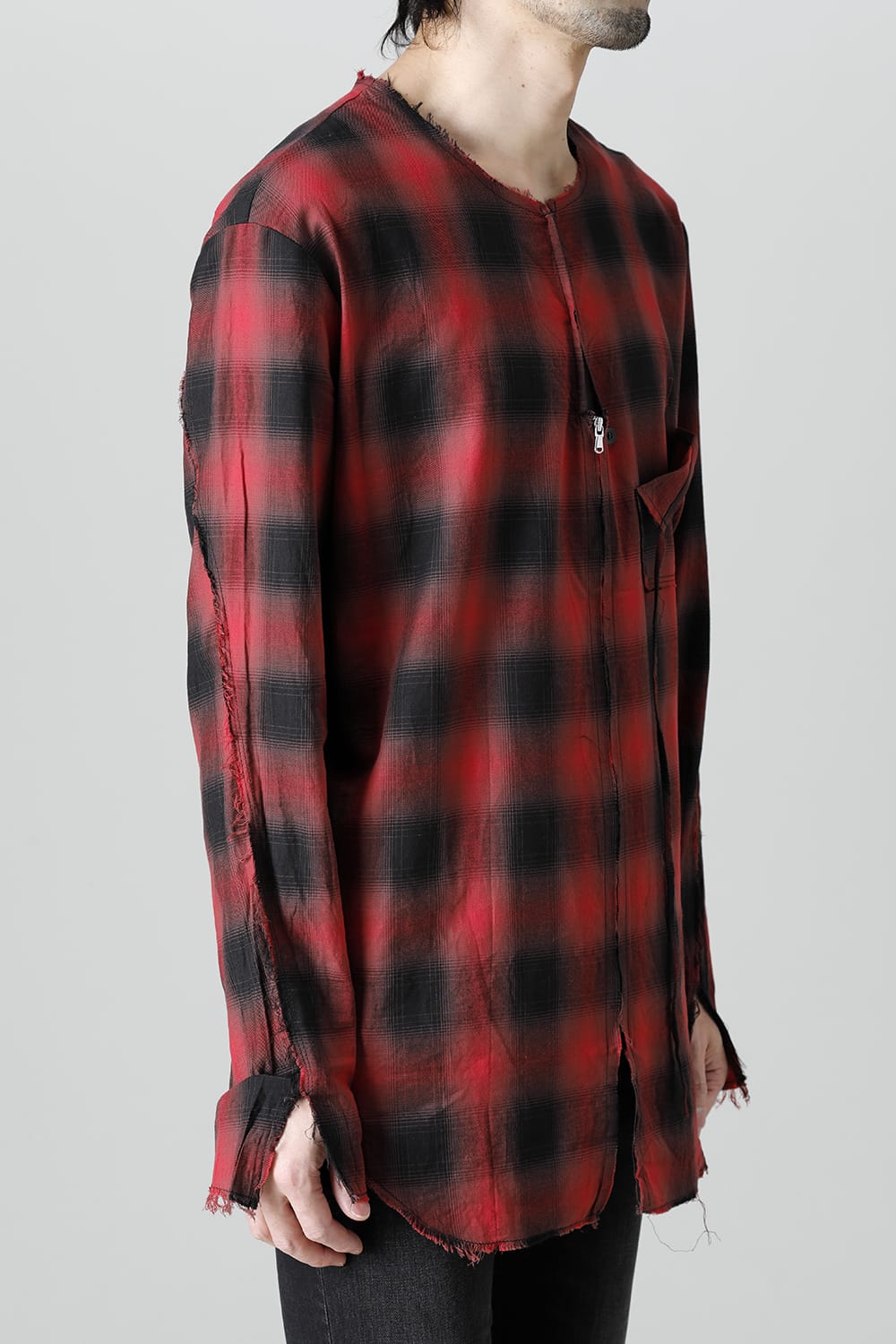 フロントジッパー チュニック レッド/ブラック