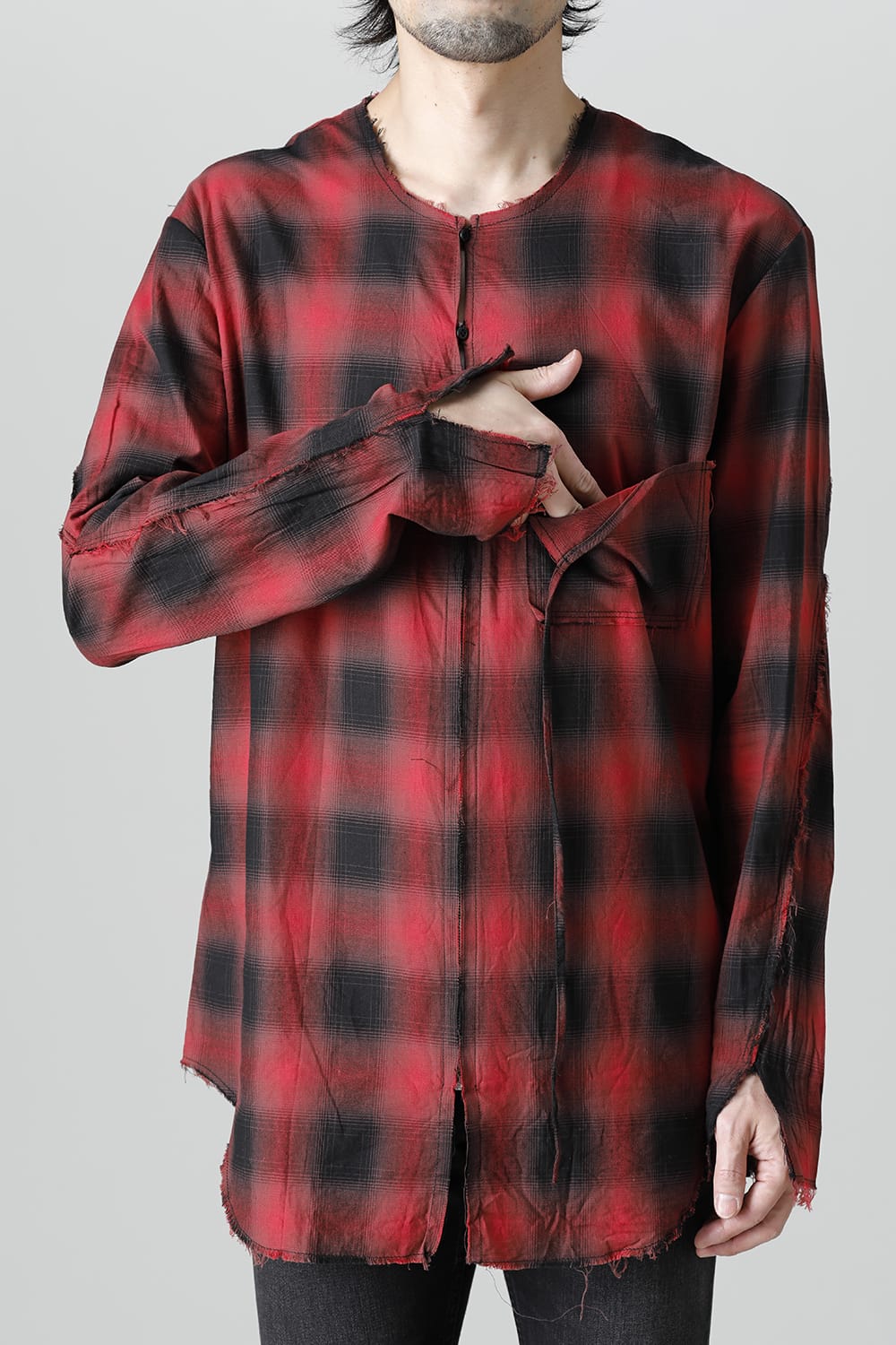 フロントジッパー チュニック レッド/ブラック