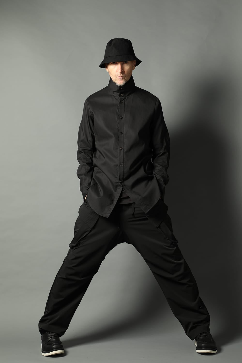 Hight neck shirt 200/2 cotton double weave  Black