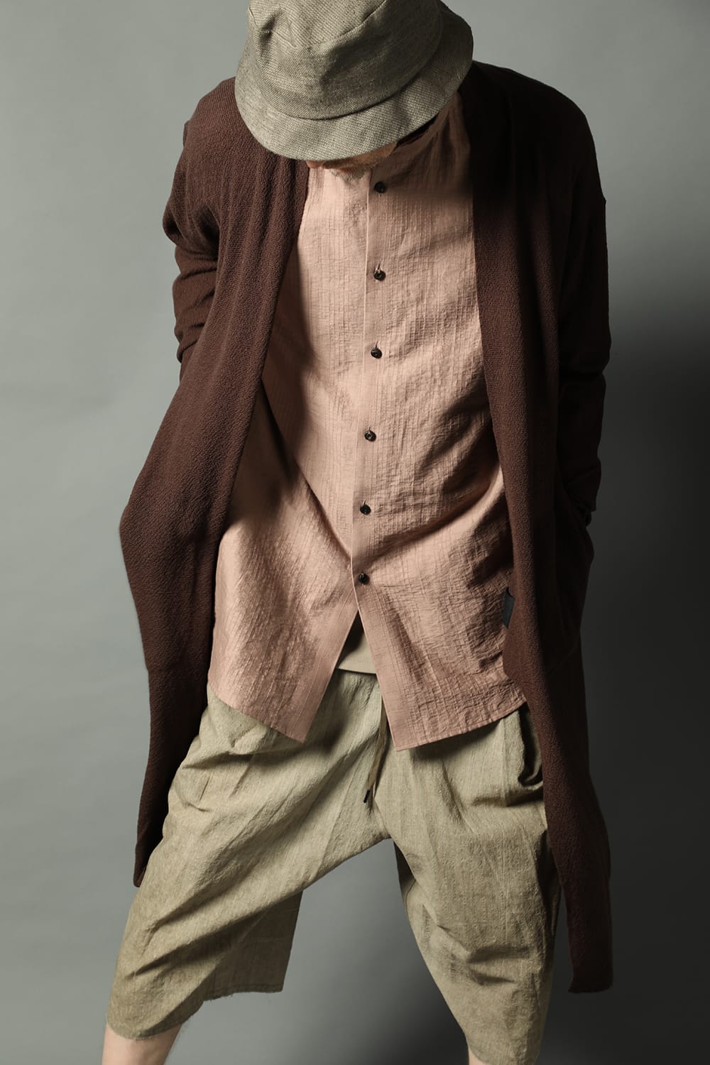 Shirt cotton / nylon Shadow jacquard  Pink Gray