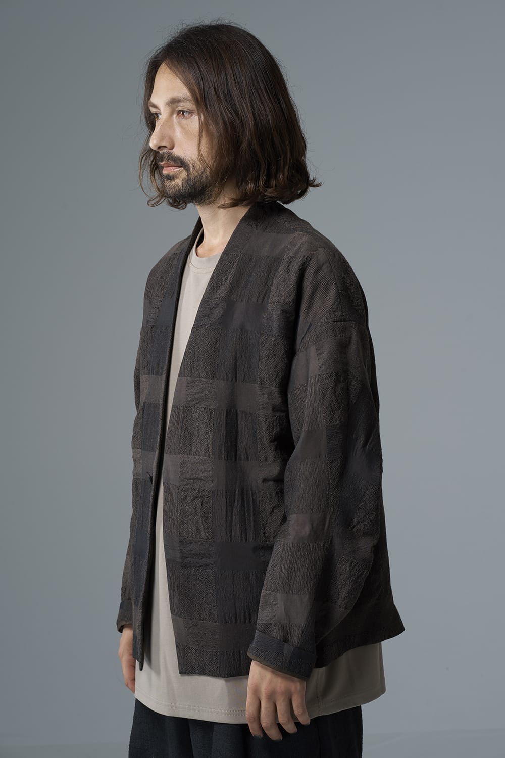 Jacket block check jacquard  Gray