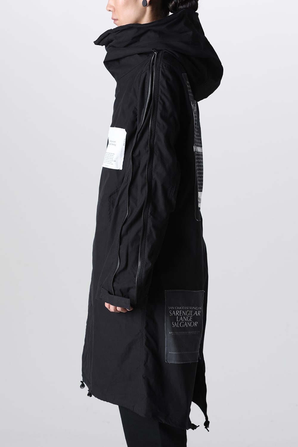 Multi Zip Military Hoodie Coat w/Printed Patches