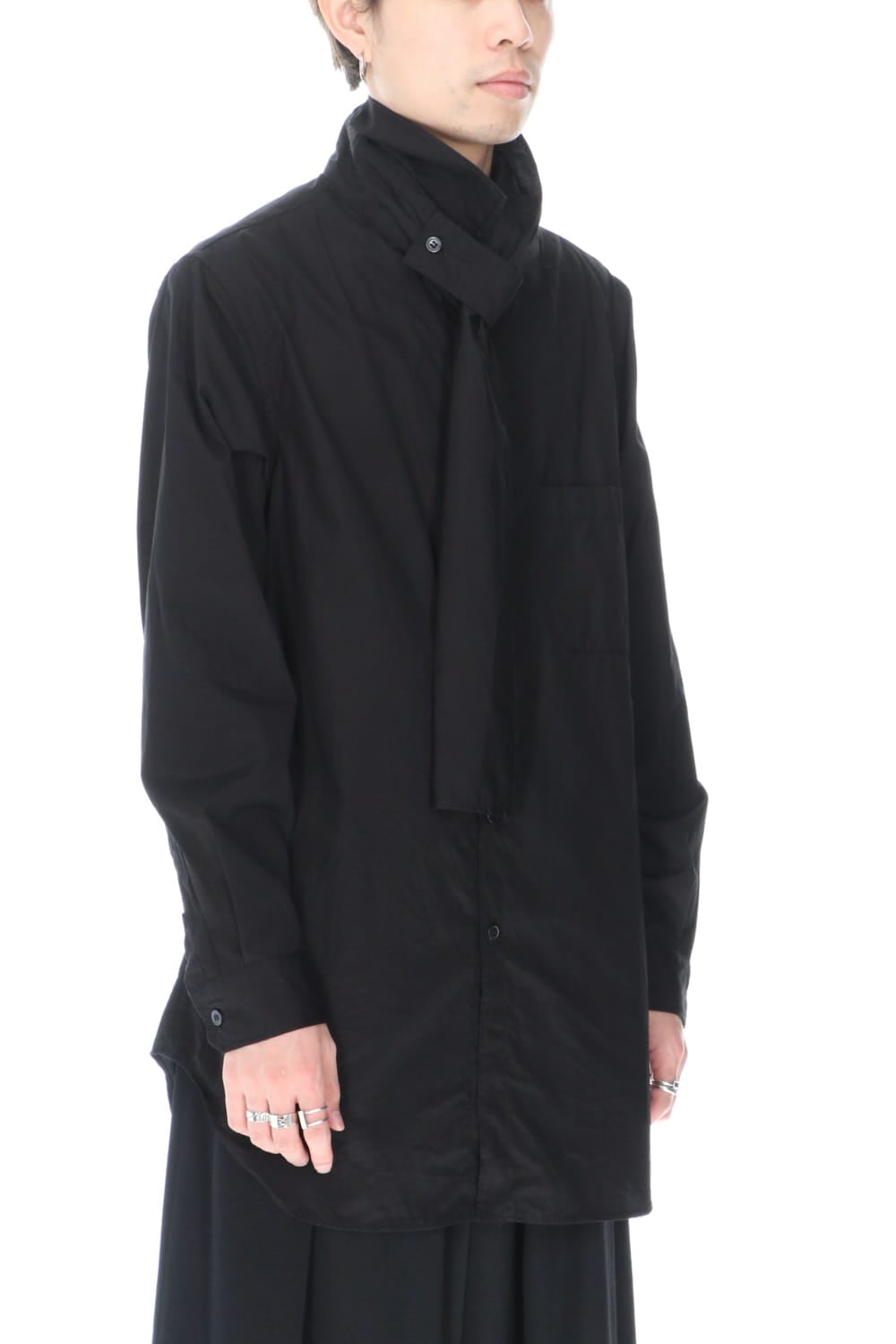 Long Collar Chain Stitch Shirt