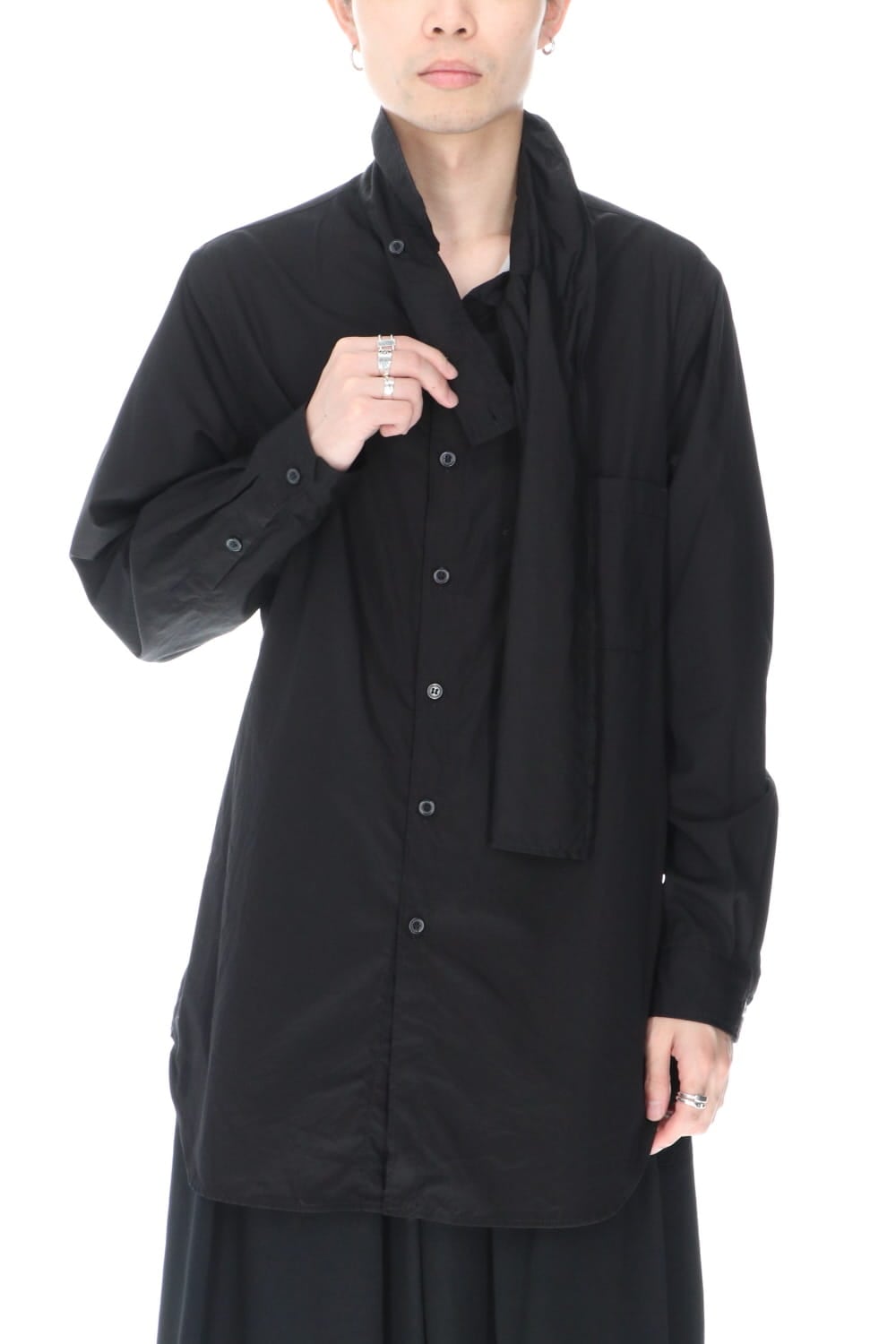 Long Collar Chain Stitch Shirt