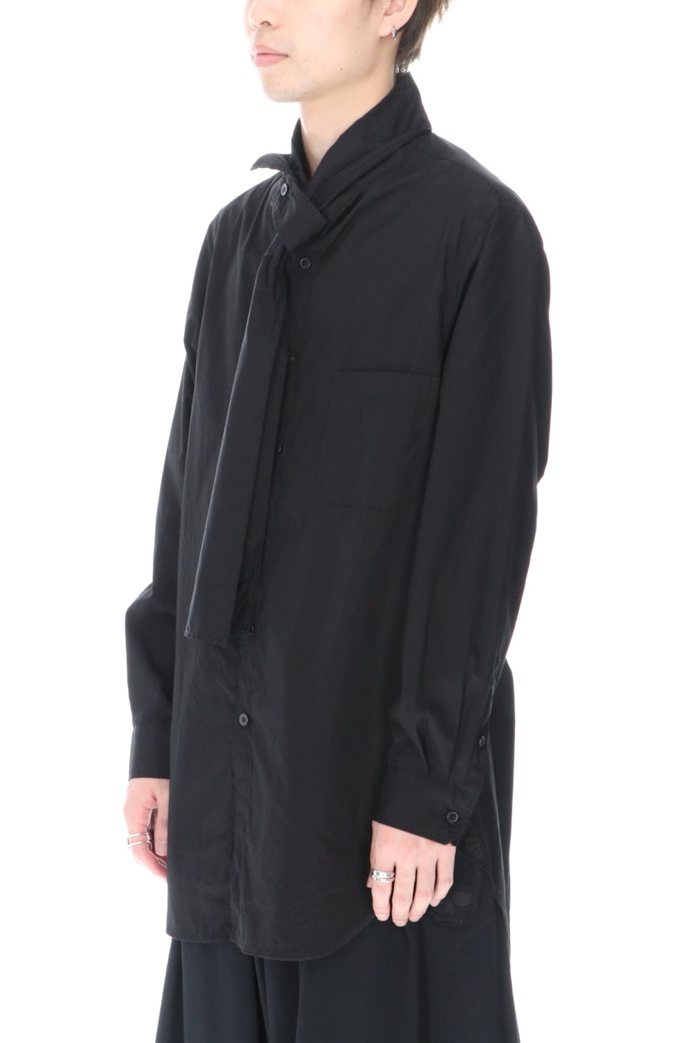 Long Collar Chain Stitch Shirt