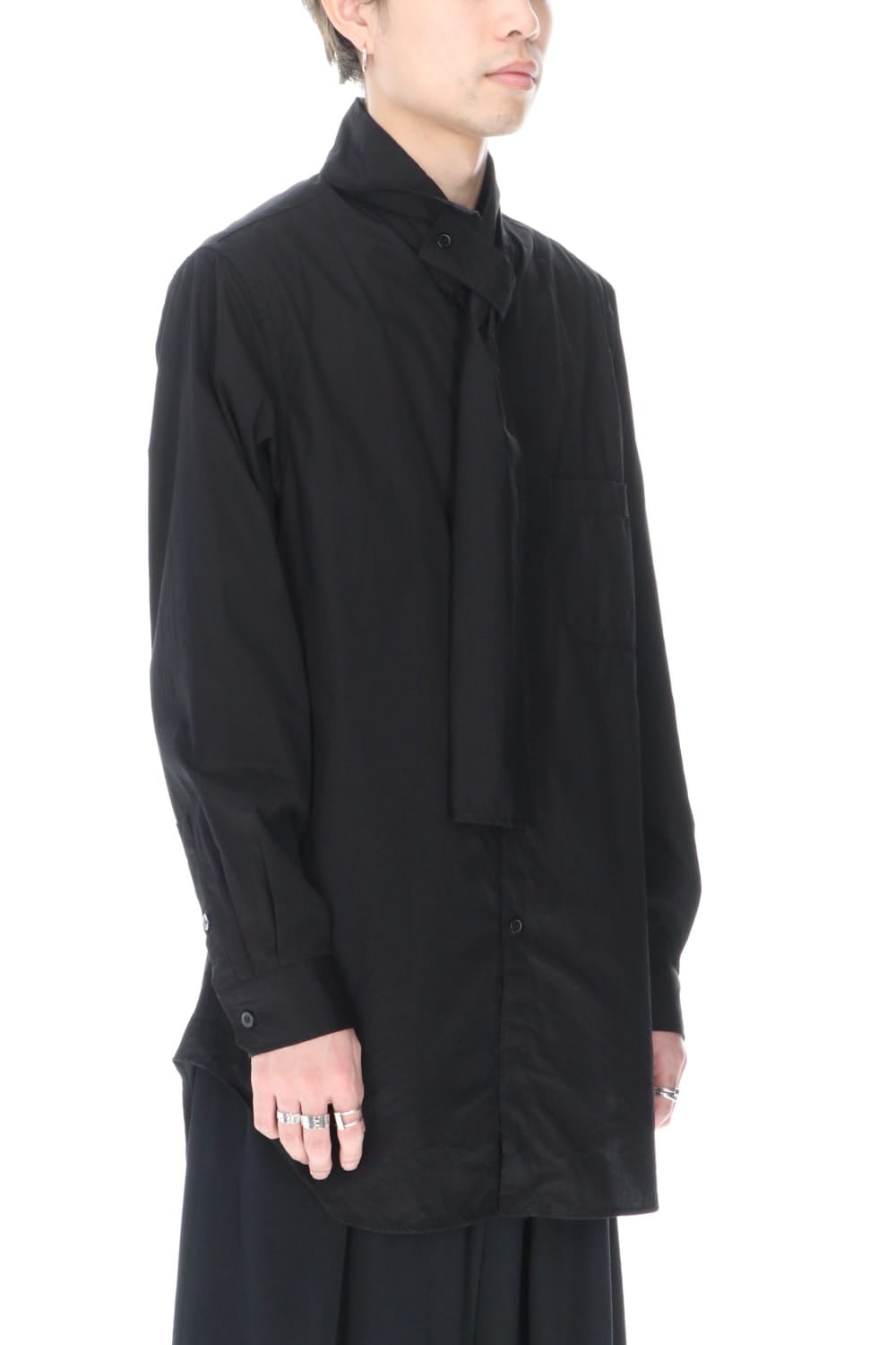 Long Collar Chain Stitch Shirt