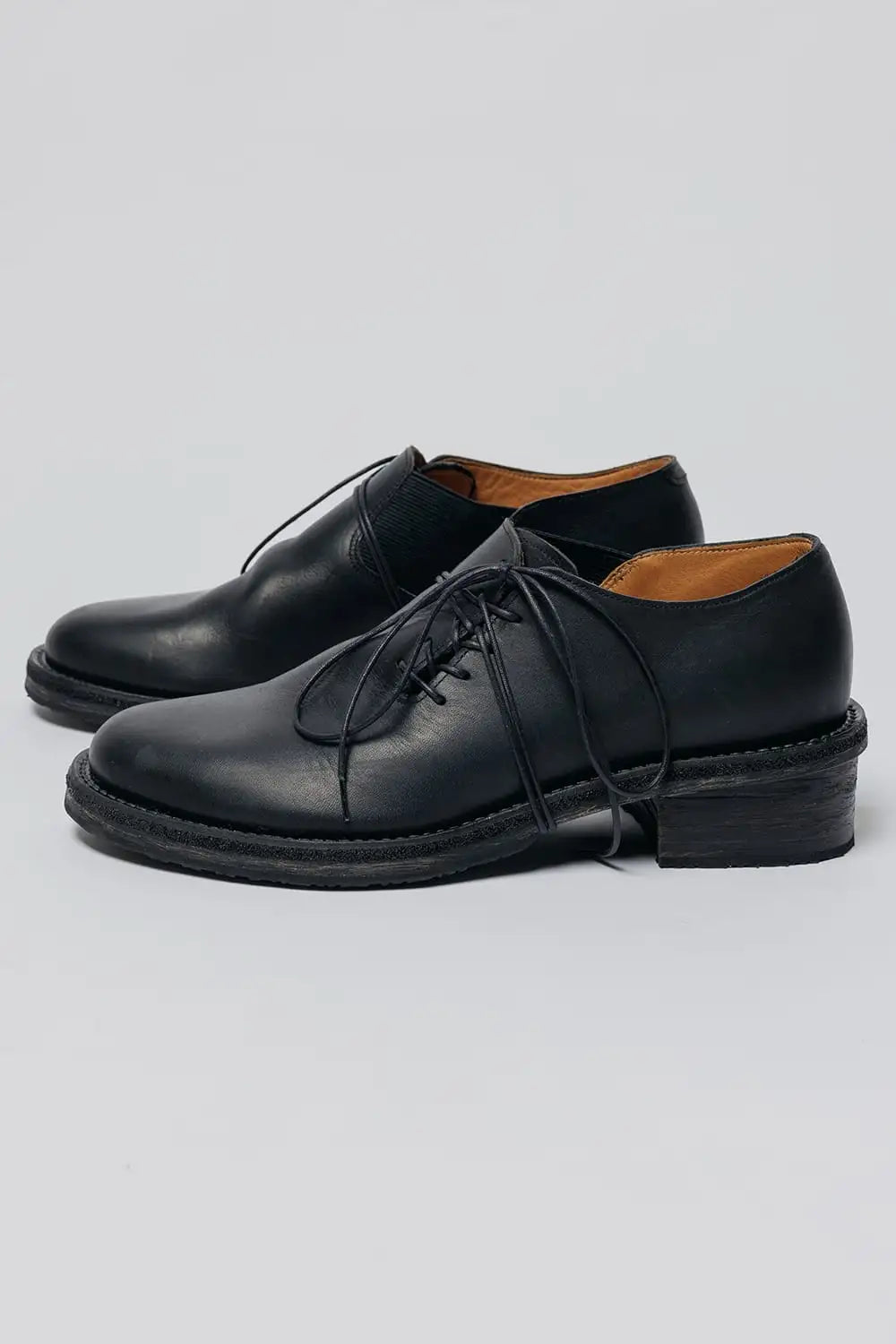 Diagonal Lace-up Derby Shoes  Black