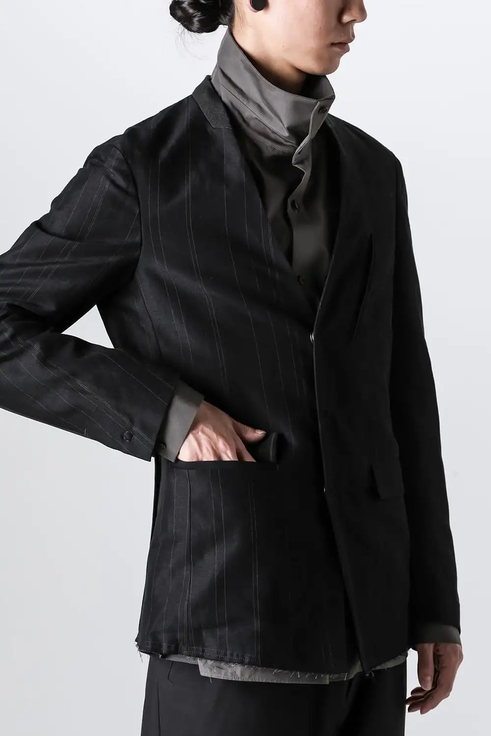 ジャケット コットン リネン ストライプ