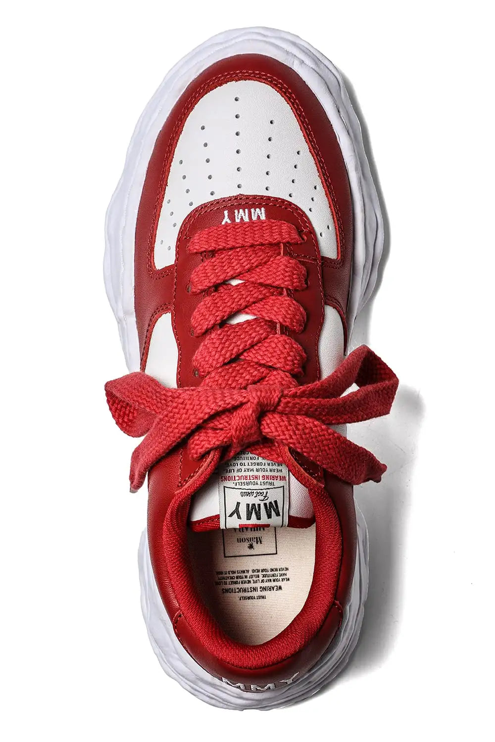 WAYNE original sole cow leather Low-Top sneaker Red / White