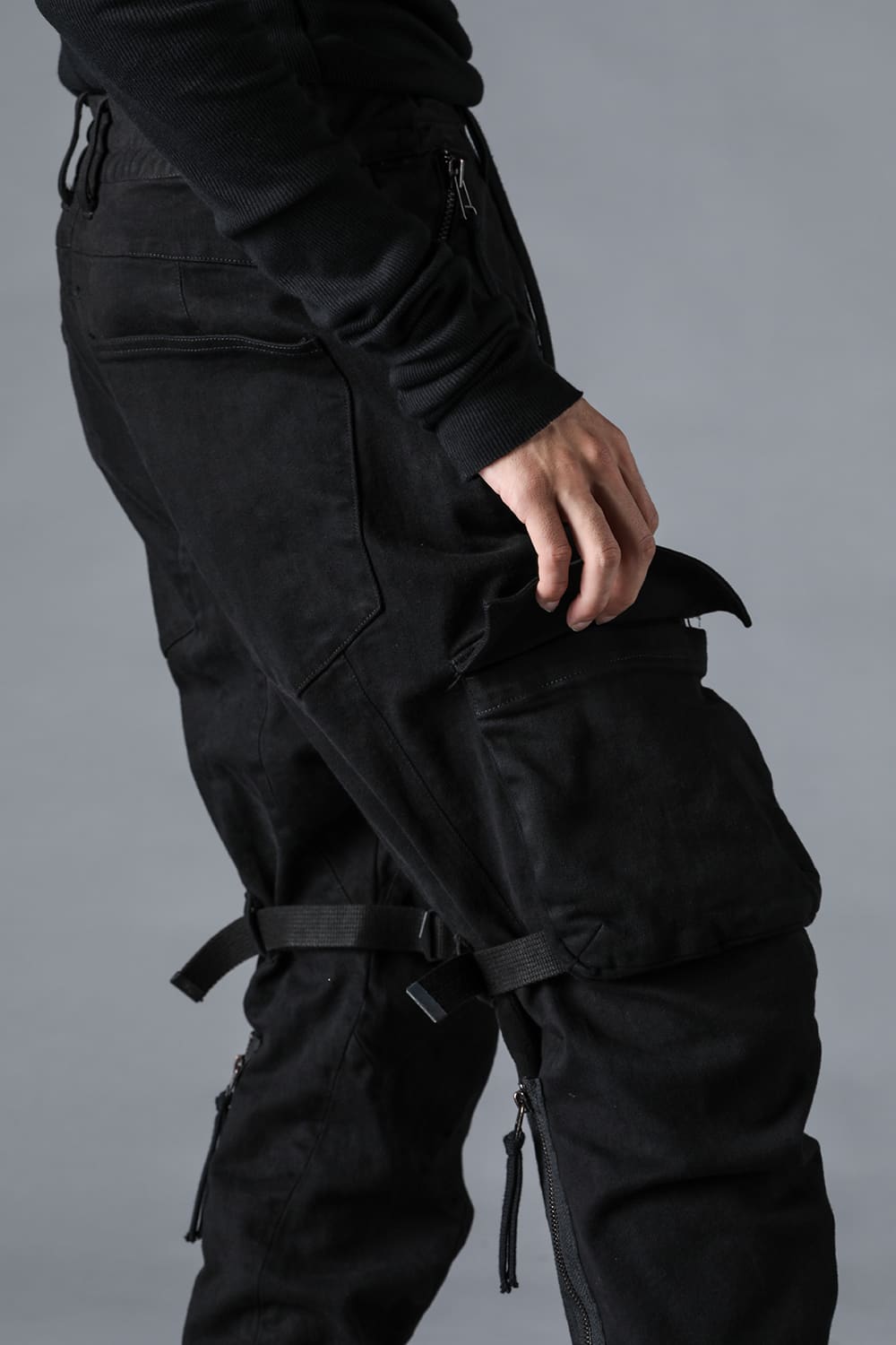 Stretch Denim Cargo Cropped Pants