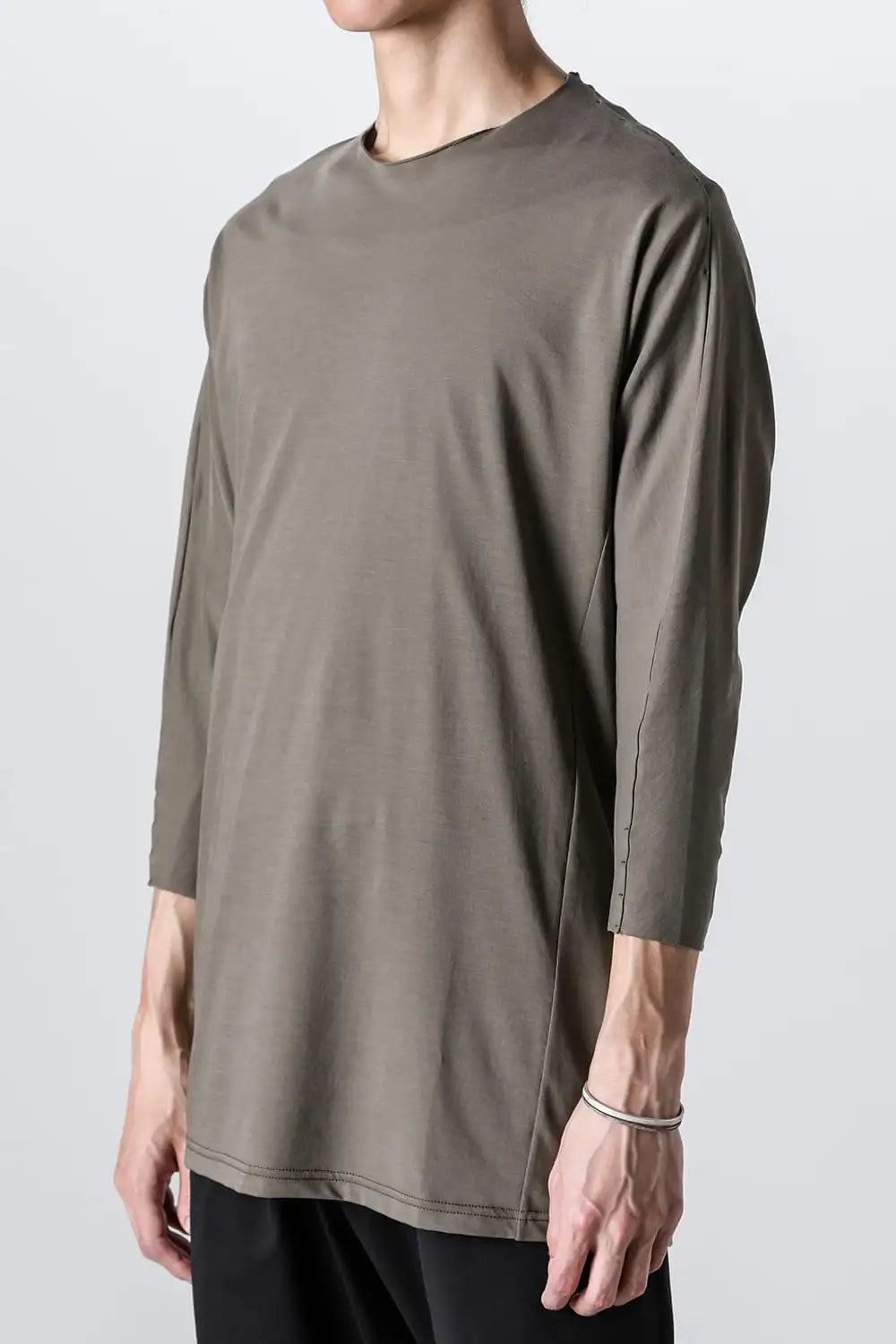 Eight-quarter sleeve high twist jersey Olive