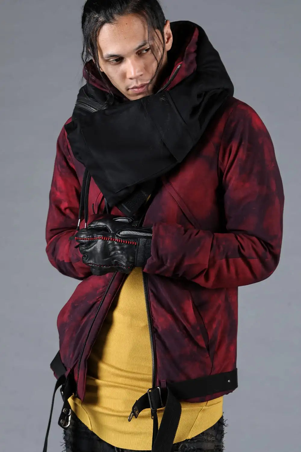 Rayon Twill Down Hooded Scarf