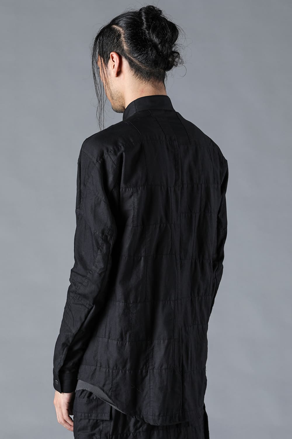 Patchwork Band Collar Shirt